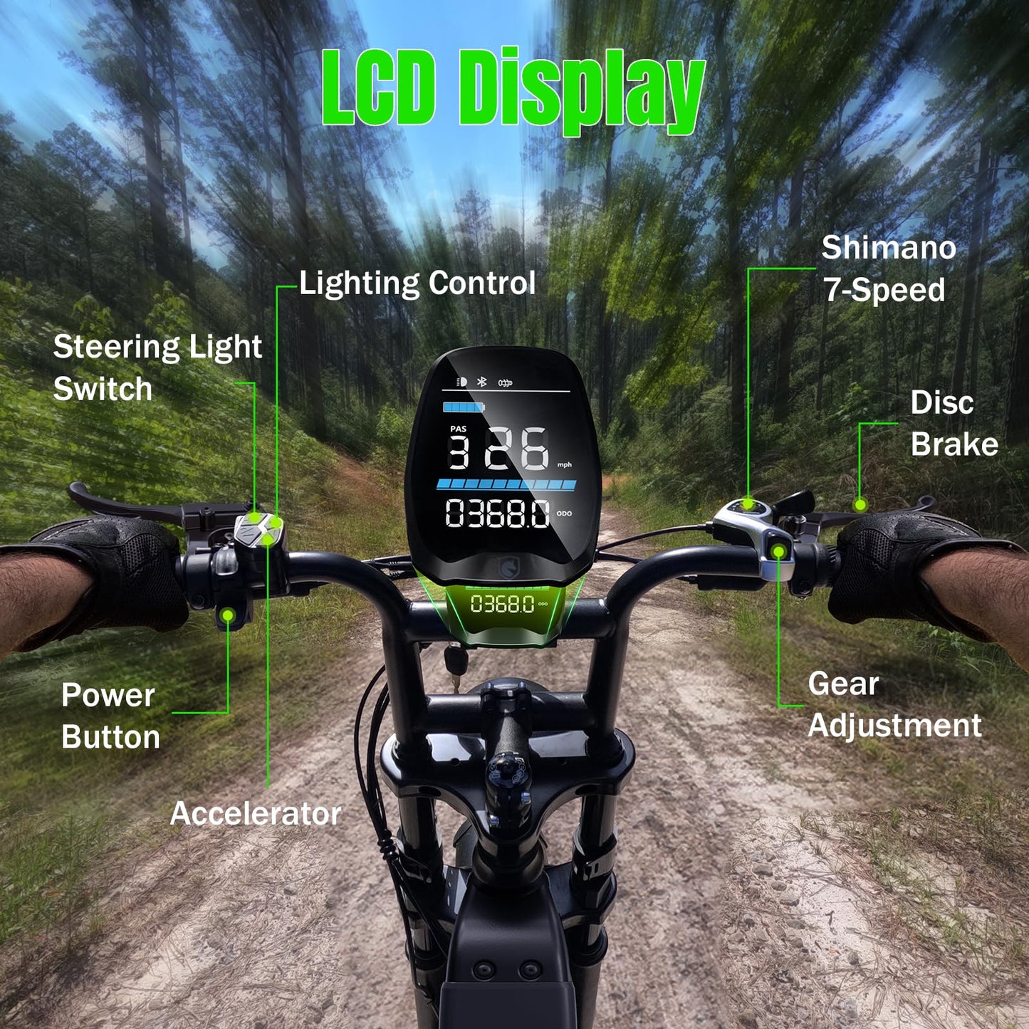 TST Electric Bike for Adults 1500W Peak 20" Fat Tire All-Terrain E-Bike 60 Miles Electric Dirt Bike for Road Sand Mountain Snow - 48V 15AH Battery Safety Tested to UL 2849 Powered