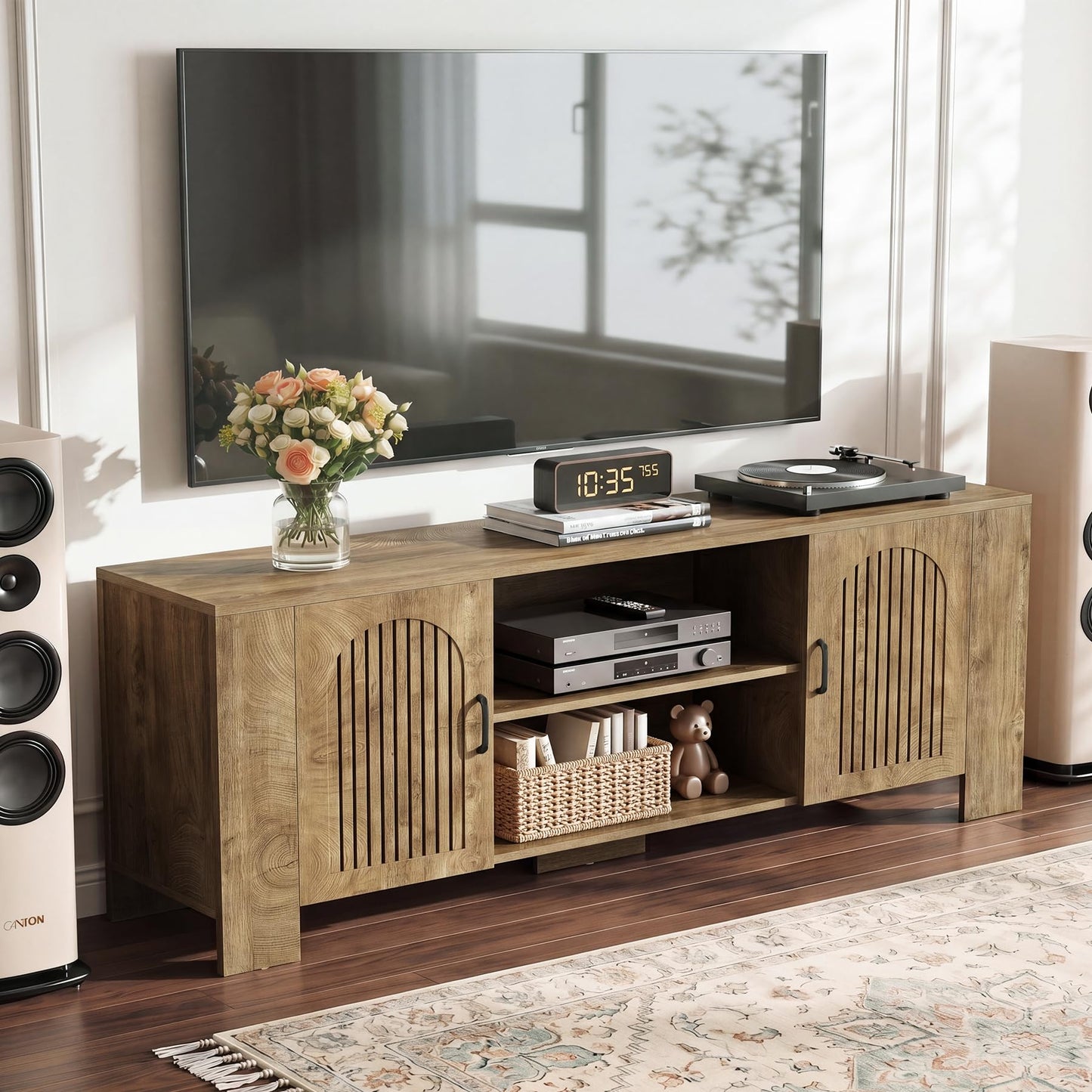 Tribesigns 70.8" Long TV Stand for 65/70/75 Inch TVs, Wood Large Entertainment Center with Storage Cabinets & Shelves, Modern Minimalist TV Console for Living Room, Bedroom, Apartment, Brown