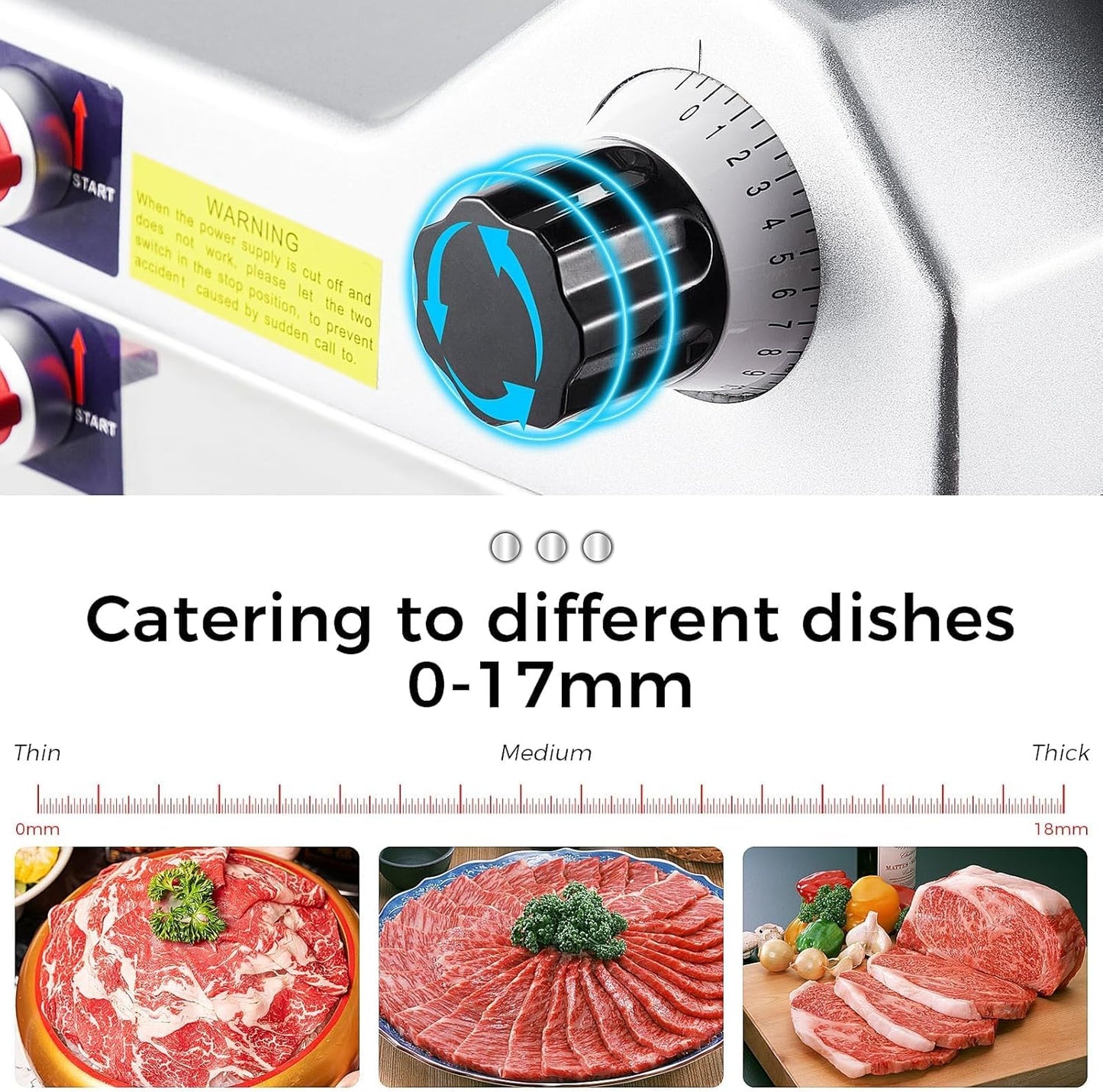 MilleLoom 10-inch Electric Meat Slicer, Commercial & Home Food Slicer with 550W Motor, Adjustable 0-17mm Thickness, Stainless Steel Blade, for Meat, Cheese, Bread