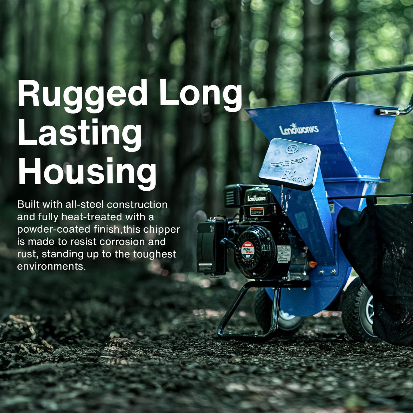 Landworks Wood Chipper Shredder Mulcher Super Heavy Duty 7HP 3 in 1 Multi-Function 3" Inch Max Capacity