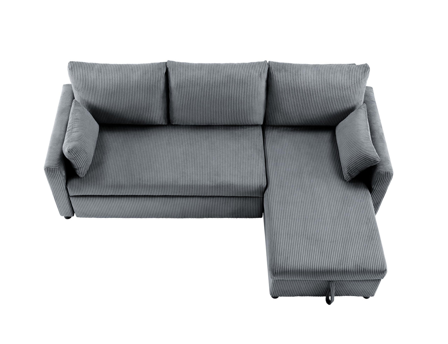 Eafurn 85" L Shaped Sectional Sofa Couch Convertible Pull Out Sleeper Bed for Living Room, Deep Seat Corner Sofa Bed with Reversible Storage Chaise, Side Pockets and Throw Pillows