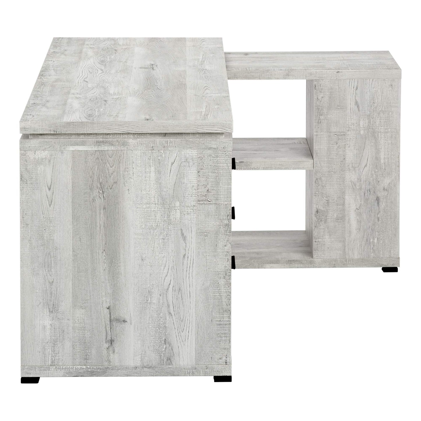 Monarch Specialties Computer Desk L-Shaped Corner Desk with storage - Left or Right Facing - 60"L (Grey Reclaimed Wood Look)