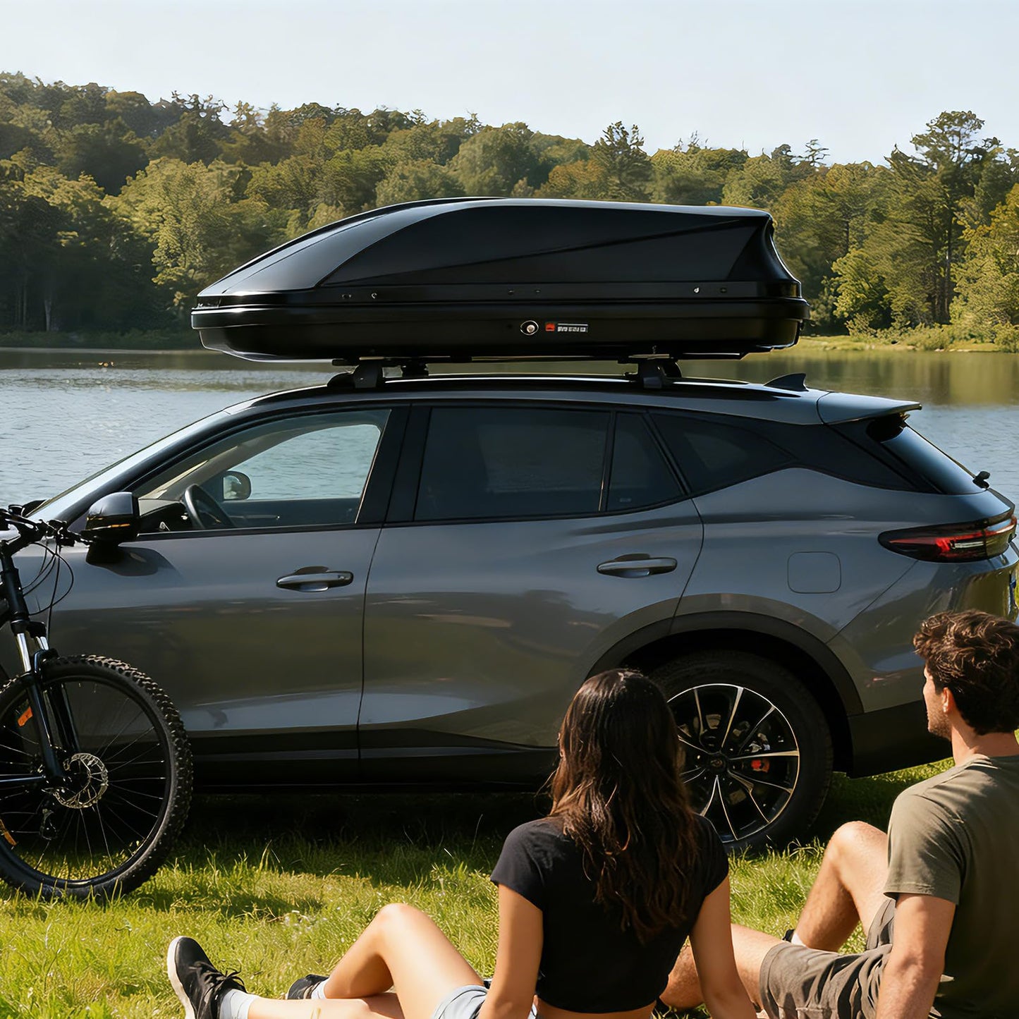 Rooftop Cargo Box Carrier, 17 Cu ft Hard Shell Rooftop Cargo Carrier - Dual-Side Opening, Universal Car/SUV Fit, Waterproof ABS Material, 165Lbs Capacity w/Secure Straps & Keys