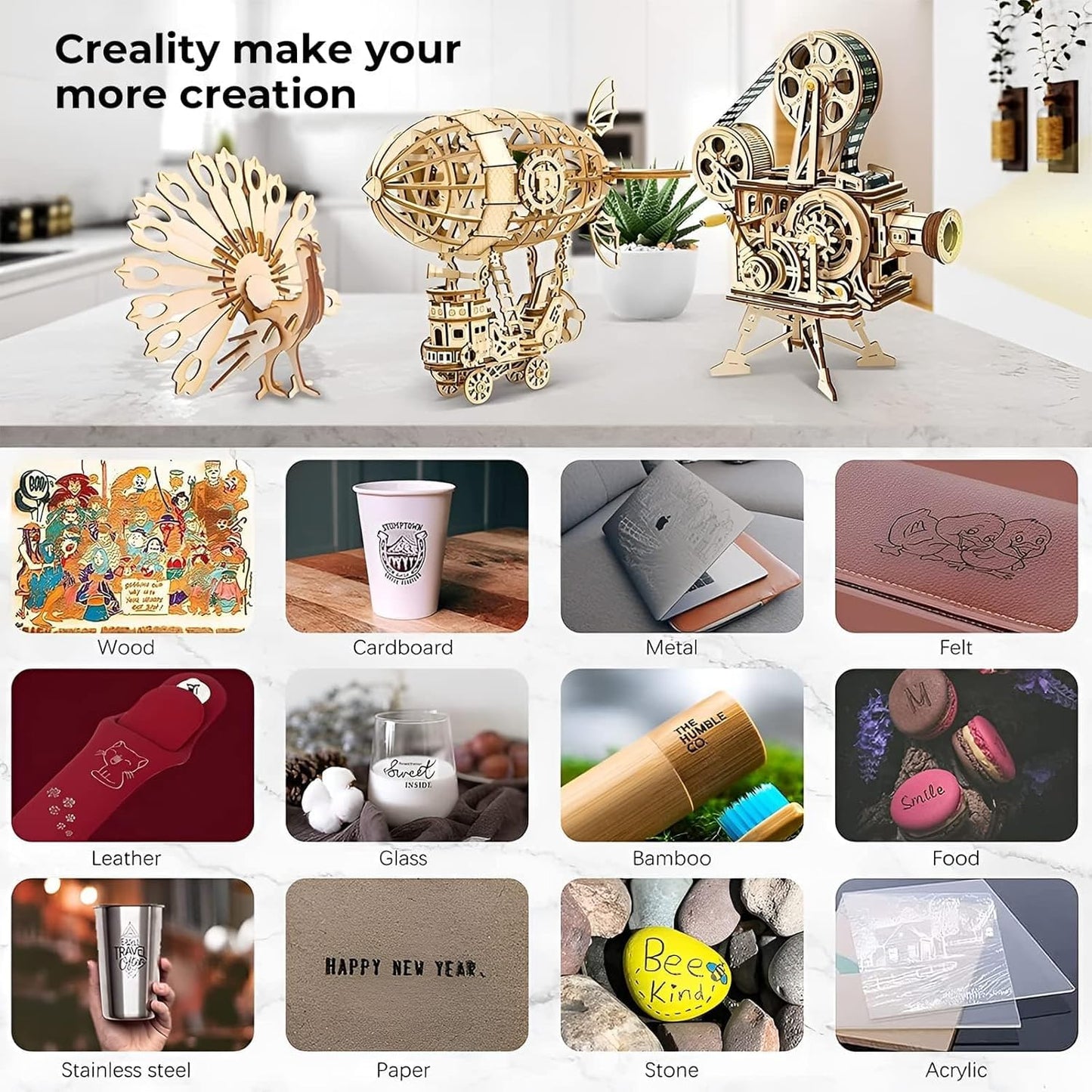 Creality Falcon 5W Laser Engraver, with Honeycomb Laser Bed 500x500mm, 10000mm/min, 72000mW High-Precision Laser Cutter for Wood, Acrylic, Pre-Installation and Out-of-The-Box