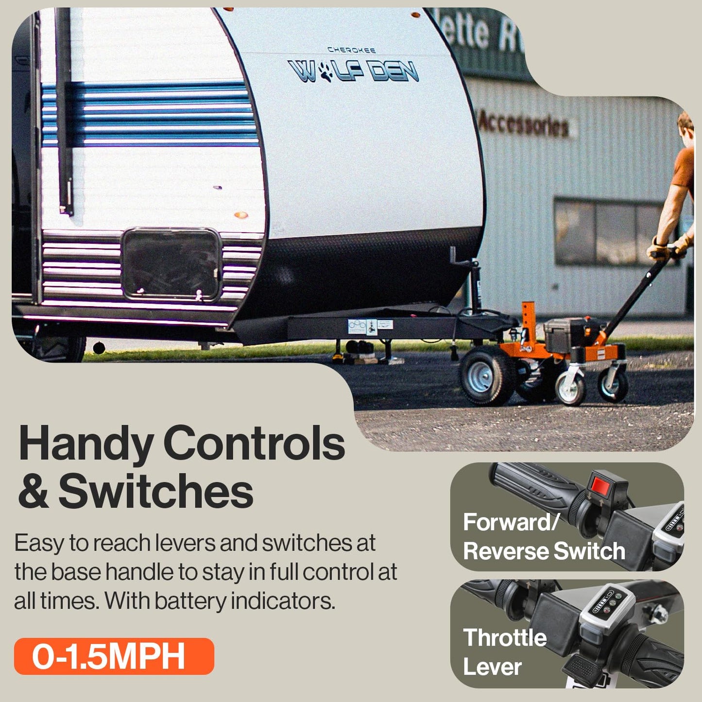 SuperHandy Electric Trailer Dolly 3600LBS Max Trailer Weight 600LB Max Tongue Weight DC 24V 800W 7Ah w/Heavy Duty Commercial 2" Ball Hitch Mount