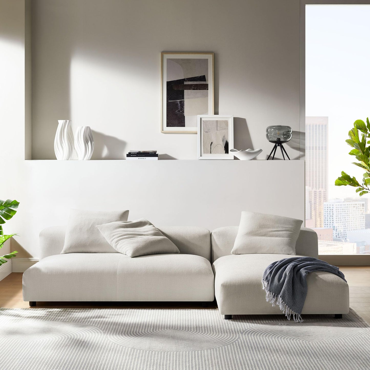 Modway Solace Sectional, Oversized, Salt