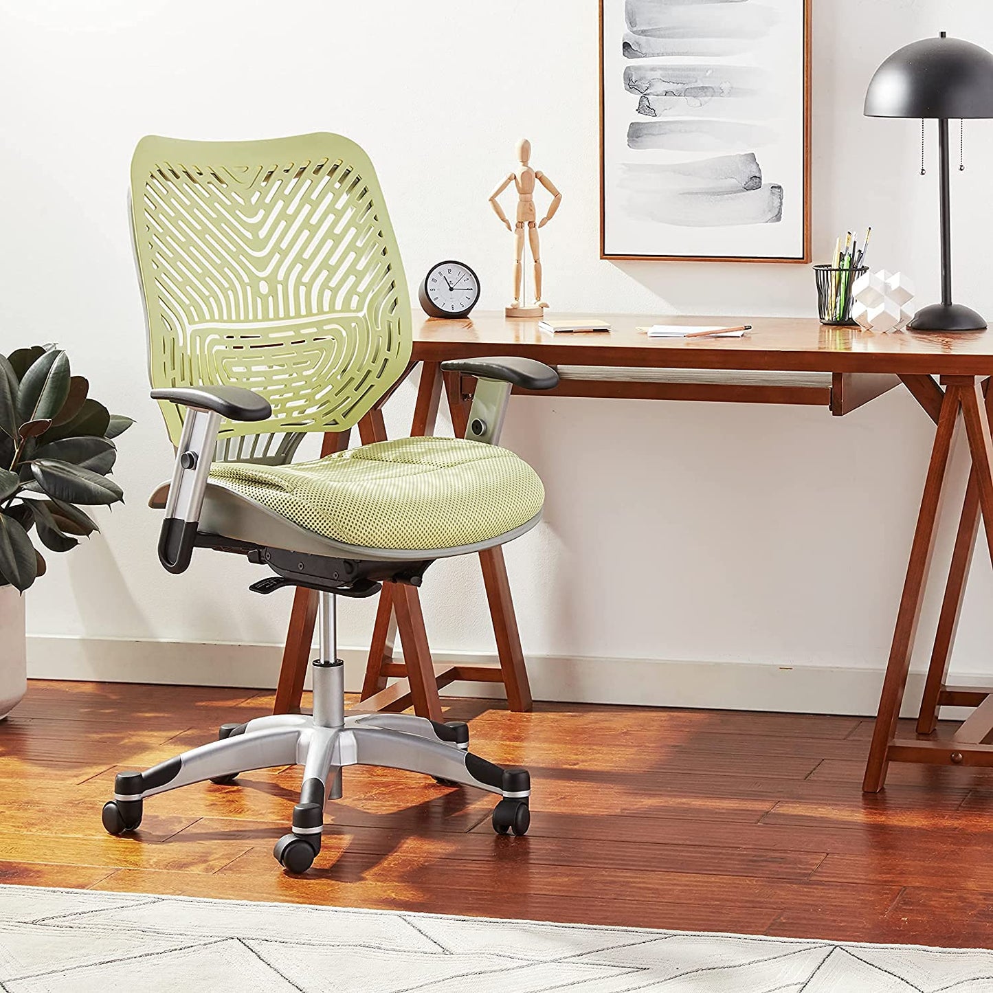 Space Seating 86 REVV Series Self-Adjusting SpaceFlex Back Office Desk Chair with Lumbar Support and Padded Mesh Seat, Kiwi