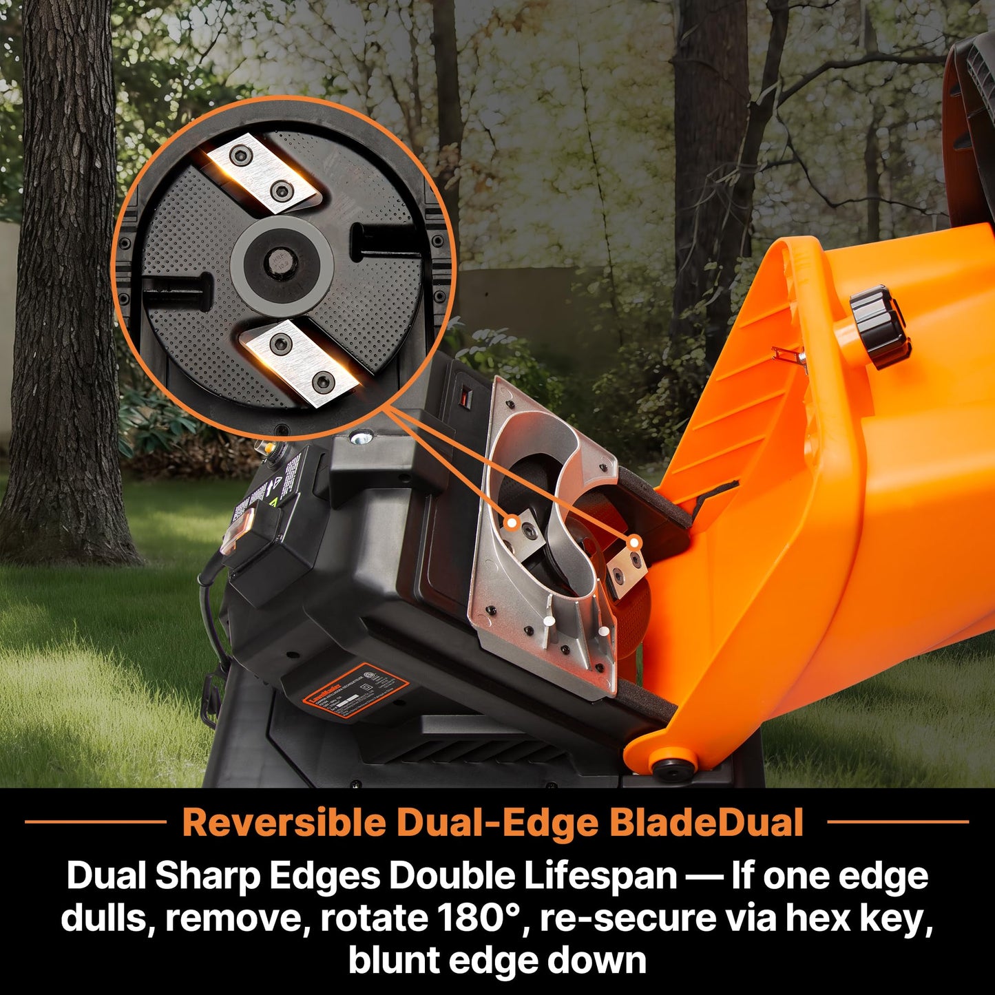 LawnMaster Wood Chipper, 15 Amp Electric Wood Chipper Shredder with Collection Bin, 1.8-Inch Cutting Diameter Max 16:1 Reduction-FD1504