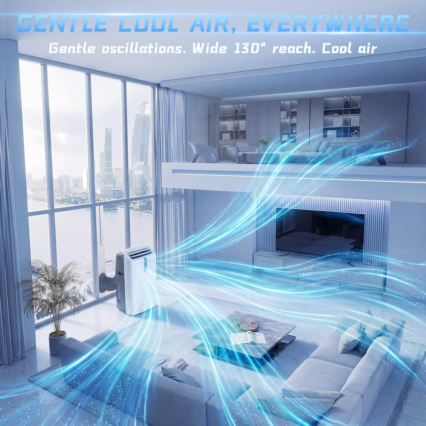 12000 BTU Smart Portable Air Conditioners, AC Unit Cools up to 600 sq. ft, Cooling, Dehumidifier & Fan, Auto Evaporation, Touchscreen, Silent Sleep Mode Portable AC with Remote & Ventilation Kit