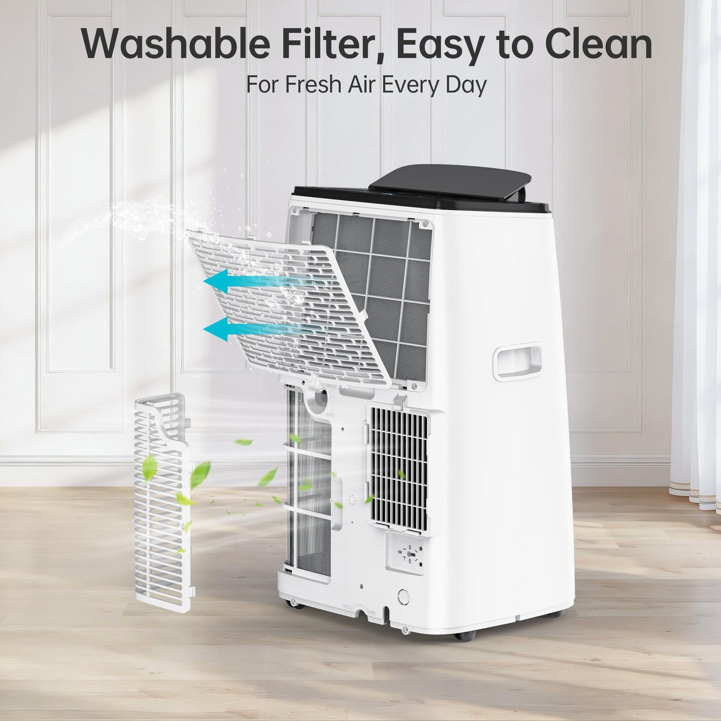14000 BTU Portable Air Conditioners Cools Up to 700 Sq.Ft, 3-in-1 Energy Efficient Portable AC Unit with Remote Control,Dehumidifier Fan,Smart Quiet Sleep Mode,Timer,Auto Swing,for Room Bedrooms