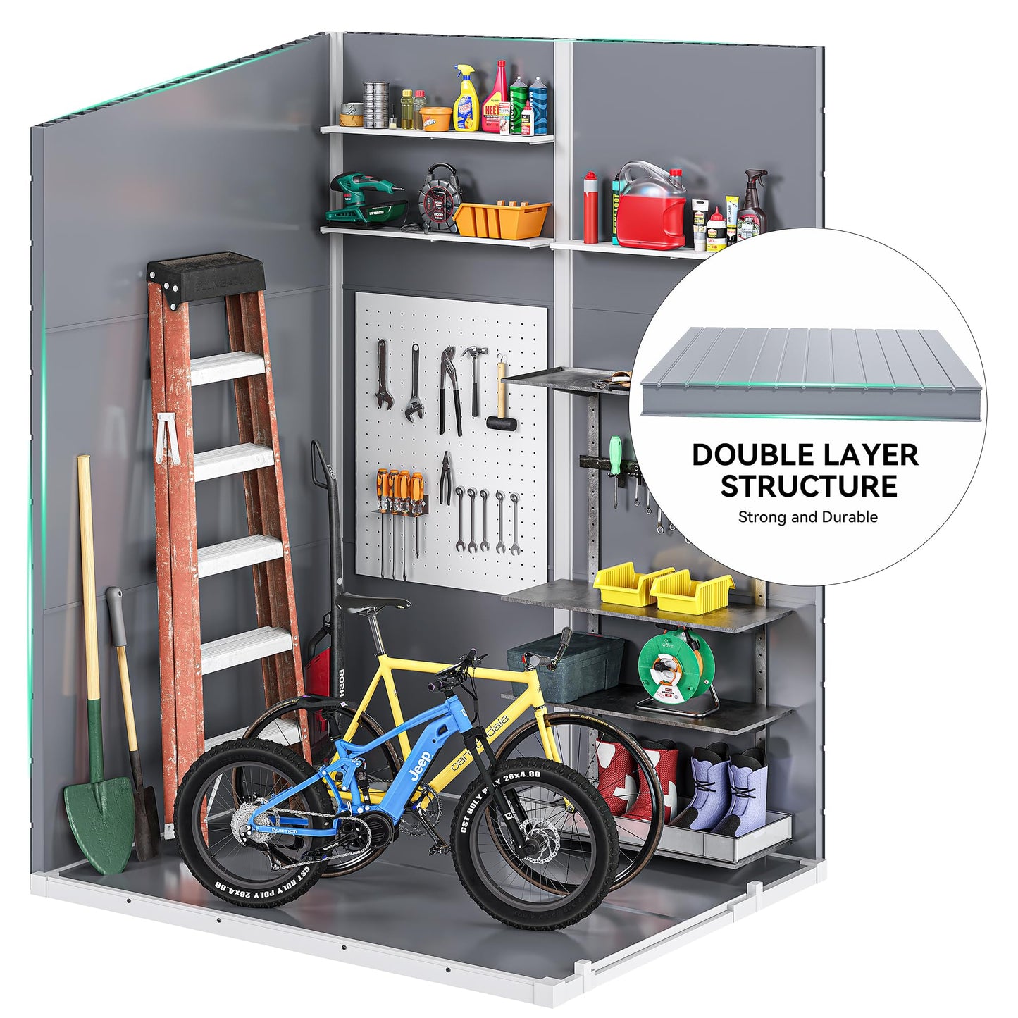 DWVO 5x4 FT Outdoor Storage Shed with Reinforced Floor, All-Weather Resin Storage Shed with Lockable Door & Window, Waterproof Plastic Tool Storage for Garden, Backyard, Patio, Lawn