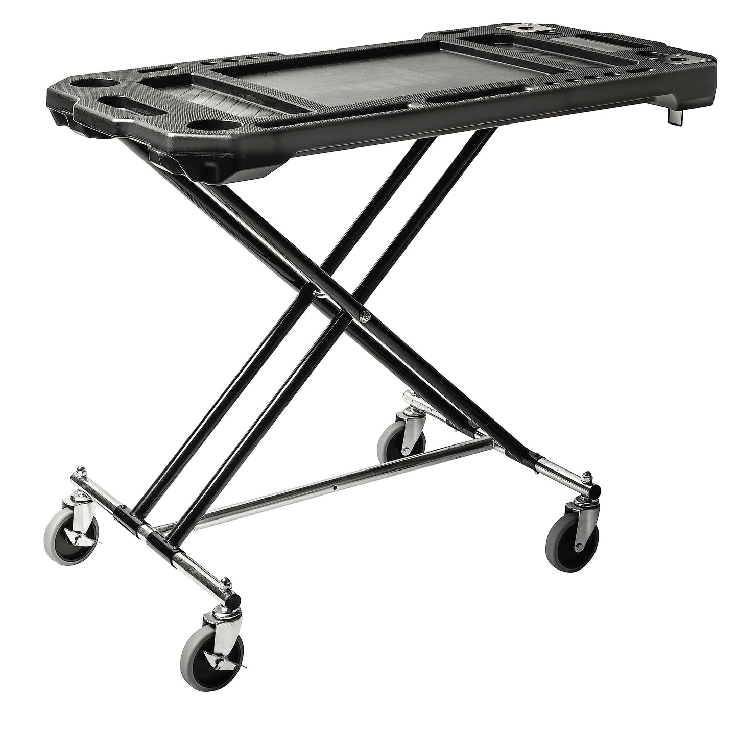 Powerbuilt Adjustable Work Table with Tool Holders and Convertible Dolly Function, Multi-Use, Home, Garage, Worksite - 642928ECE, Black