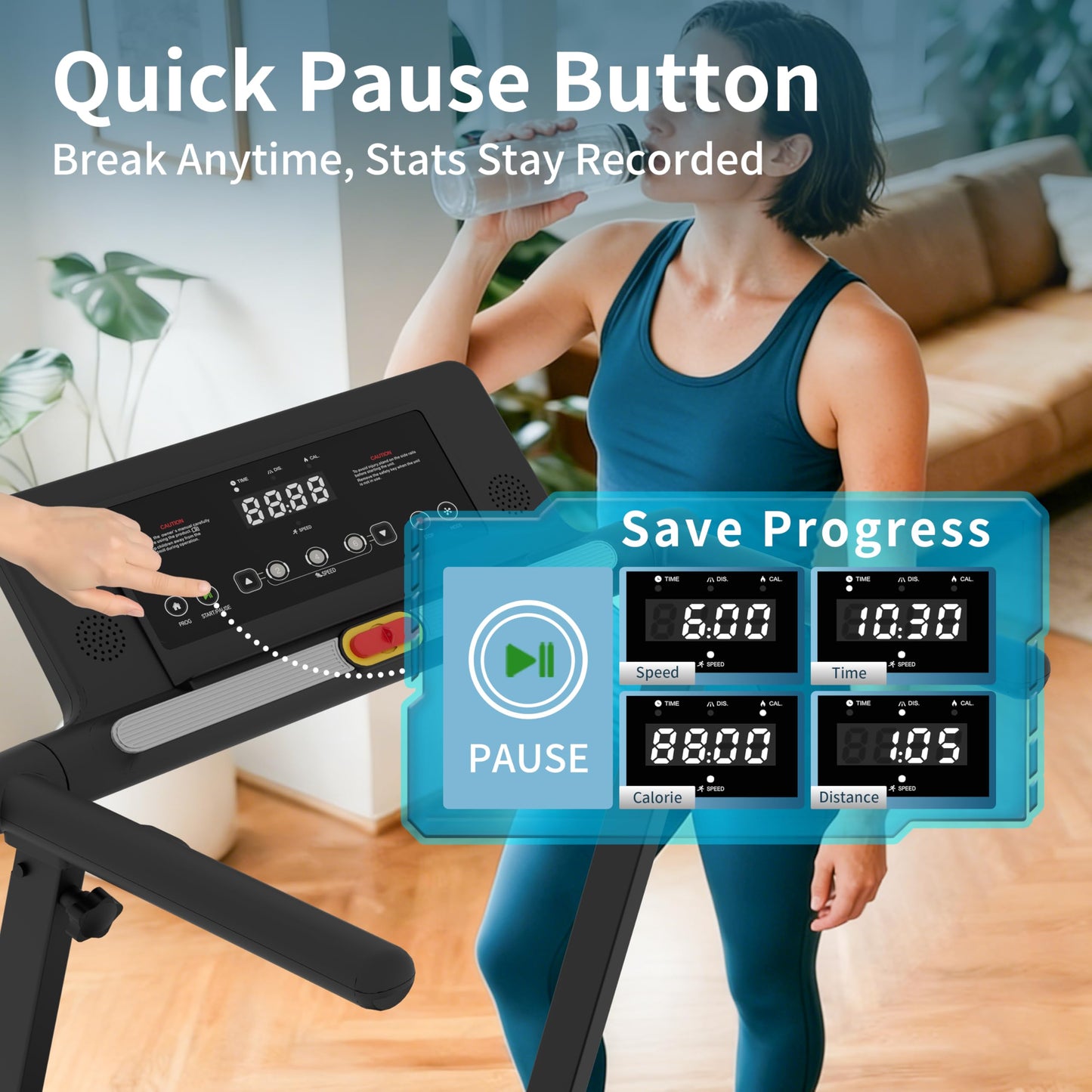 Portable Desk Treadmill for Home, 3.0HP Walking Pad with Incline & Handle, 3 in 1 Compact Removable Desk Workstation Folding Small Walking Treadmills 300 Lbs Capacity for Home Office