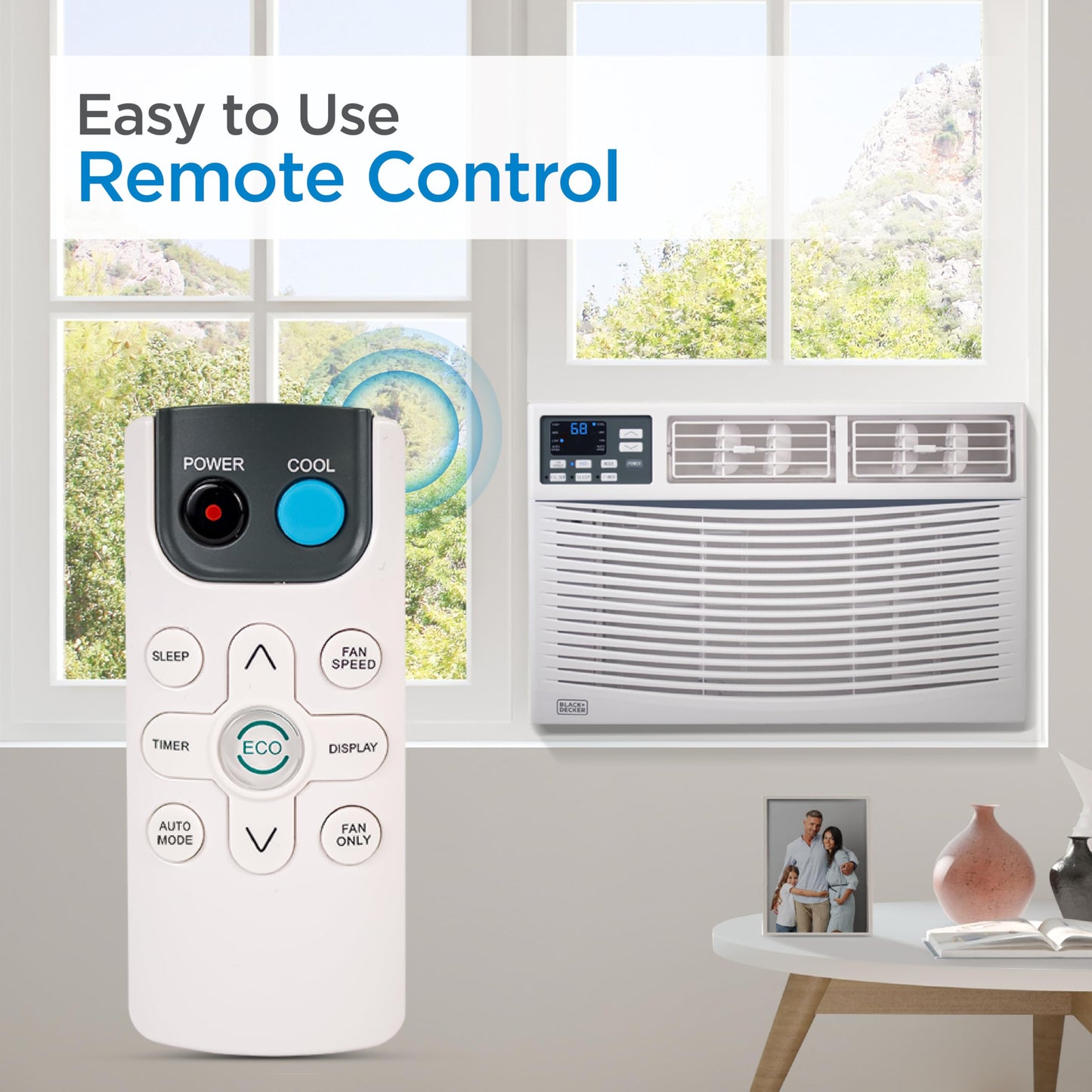 BLACK+DECKER Window Air Conditioner 12,000 BTU, AC Window Unit Cools Up to 550 Square Feet, AC Unit with Remote Control, 3 Cooling Speeds and Fan Only Function, BWAC12WTB, White