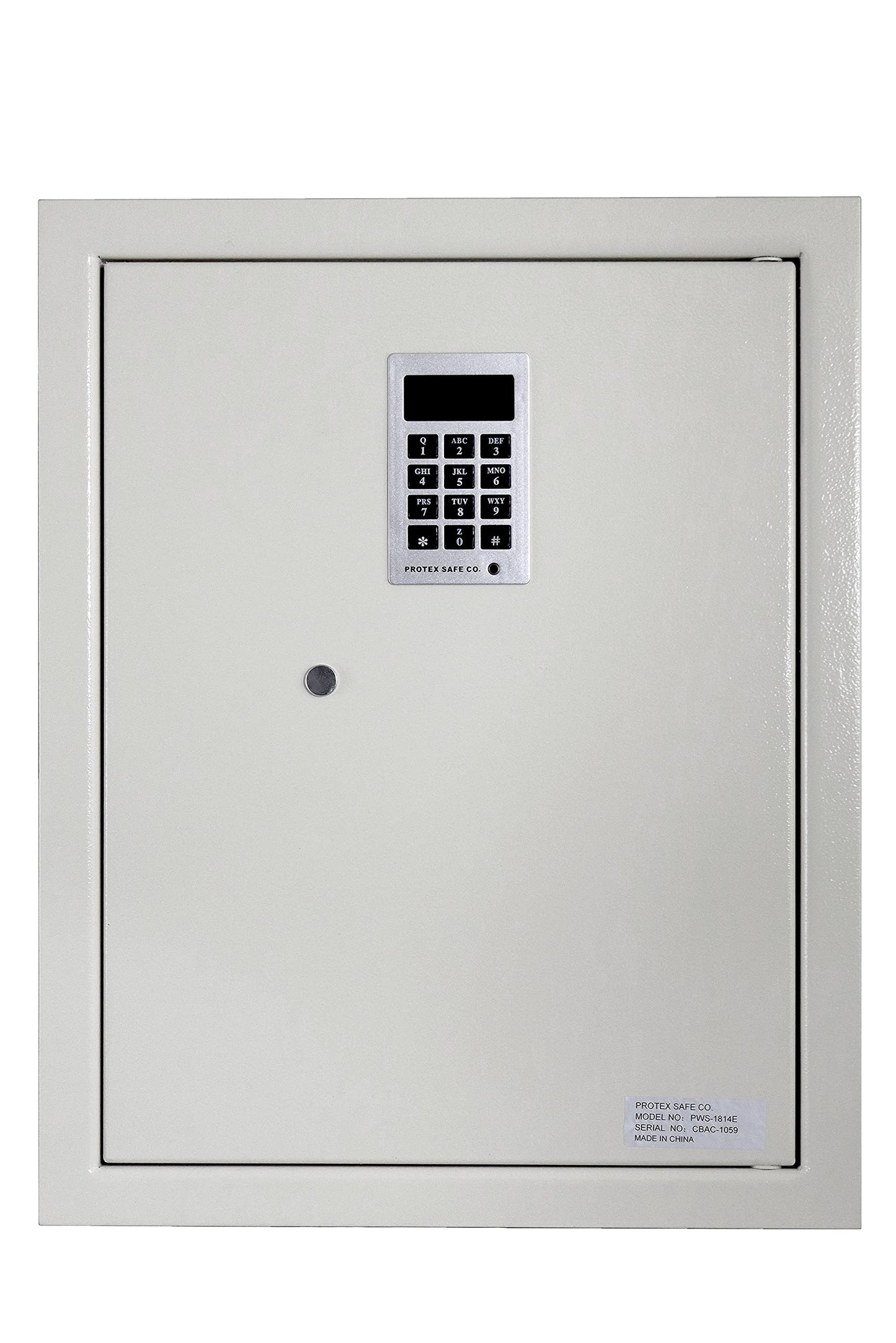 Protex Safe Electronic Keypad Wall Safe (PWS-1814E), Burglary Resistant wall safe, digital electronic locking system, velvet interior, automatic door opening, 2 Removable shelves