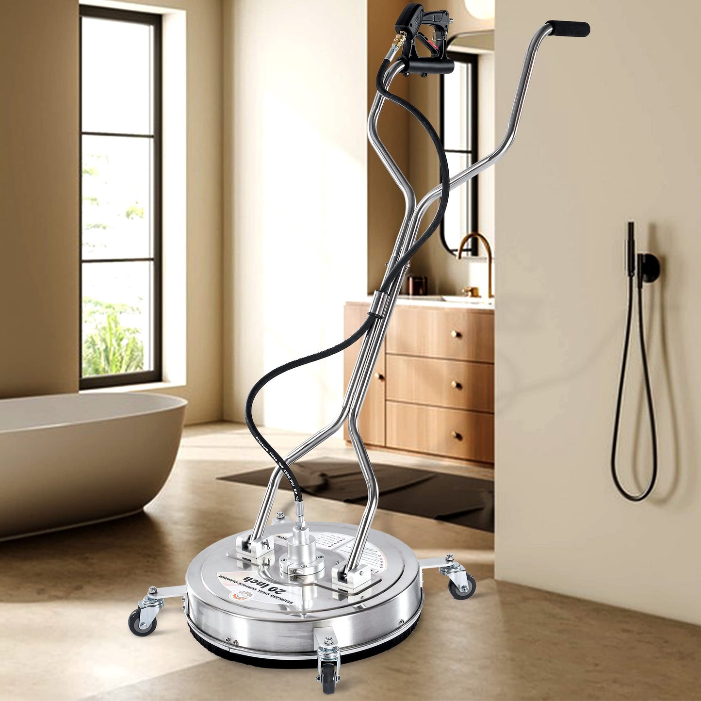 PWACCS 20" Pressure Washer Surface Cleaner with Wheels, Stainless Steel