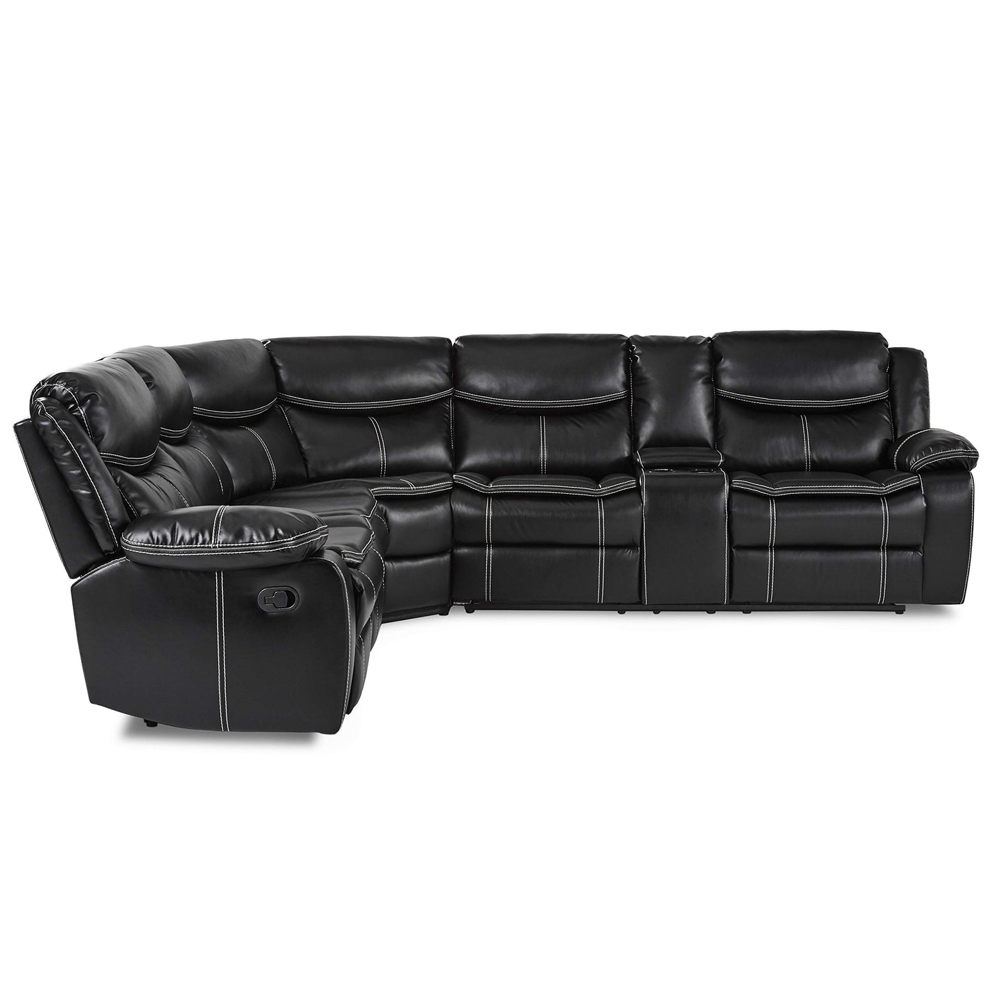 Lexicon Bay 3-Piece Manual Reclining Sectional Sofa, Black