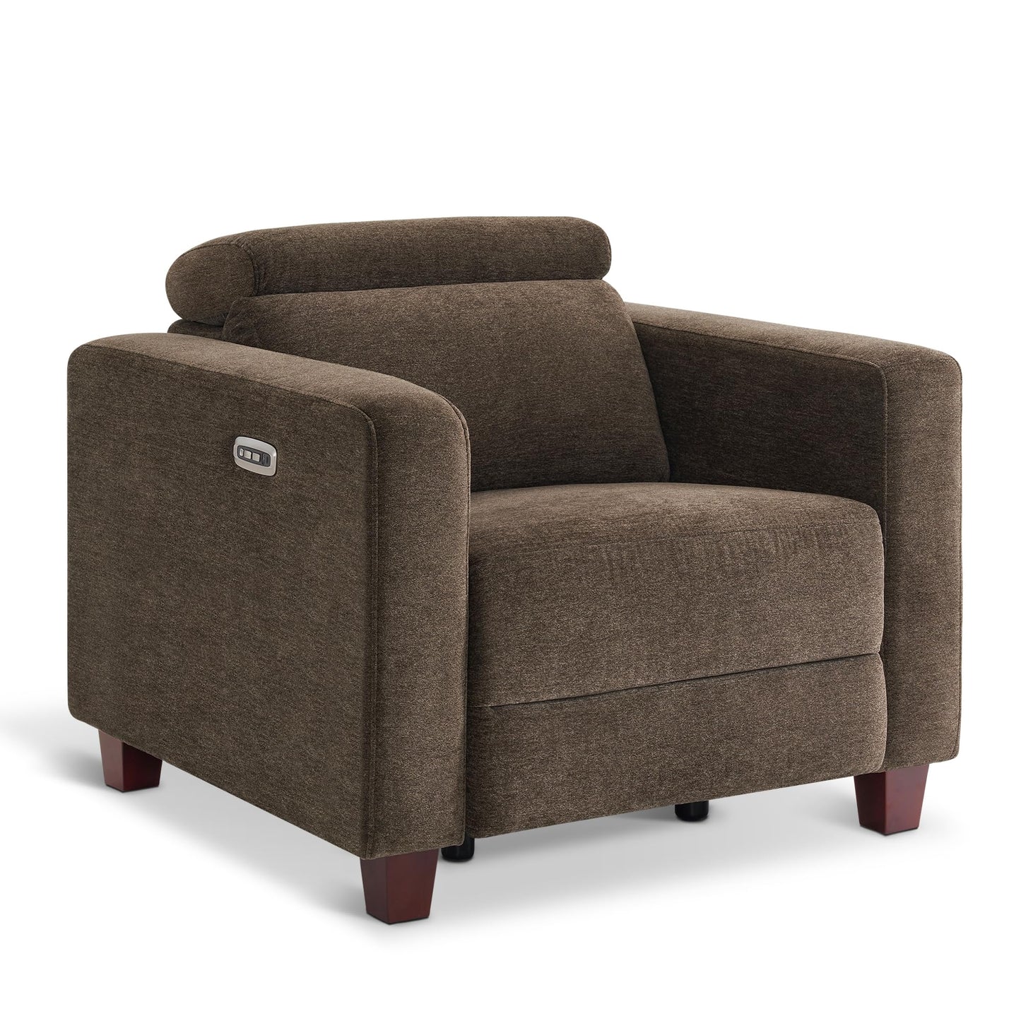 MCombo Zero Wall Recliner Chair, Wall Hugger Power Recliner Chair with Adjustable Headrest, High Wood Leg, USB & Type C Dual Charge Ports, for Living Room, Small Spaces, HL128 (Textile, Coffee)