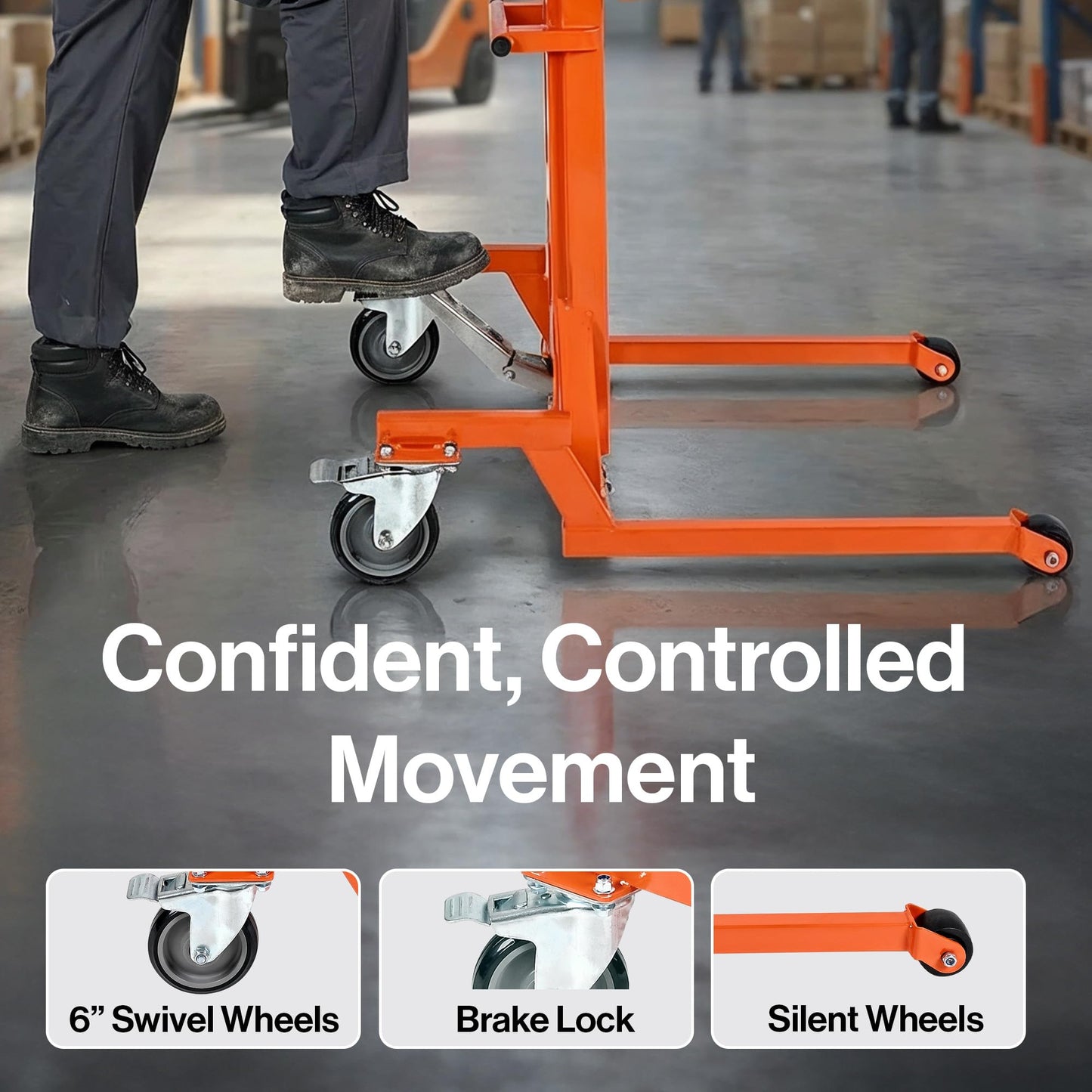 SuperHandy Hydraulic Material Lift Stacker, Portable Forklift – 550 lbs Capacity, 59" Max Lift Height, Disassembles for Transport, with 6" PU Wheels & Mechanical Brakes