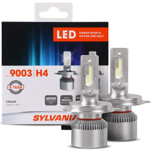 SYLVANIA 9003 H4 LED Headlight Bulbs - 2 Pack for Off-Road Use and Fog Lights