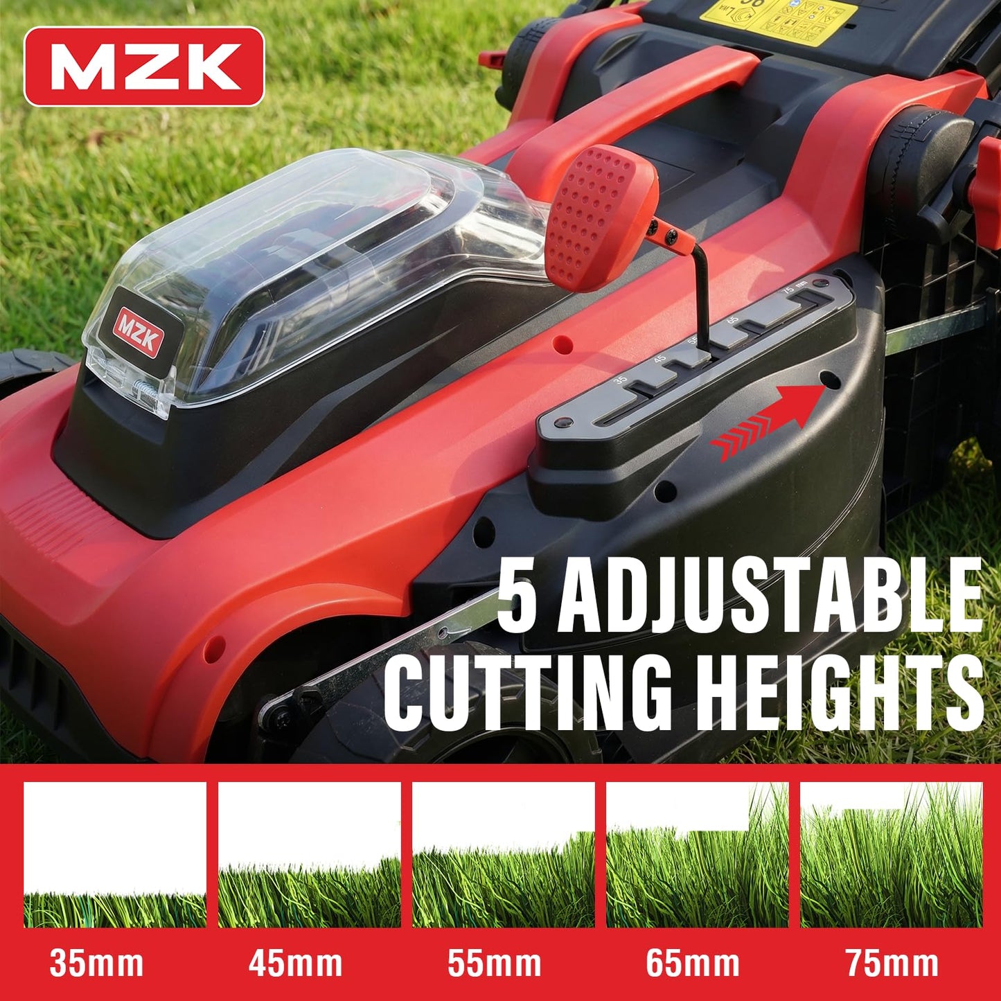 MZK 40V 16" Electric Lawn Mower, 2-in-1 Brushless Cordless Lawn Mower, Walk-Behind Push Mowers with 5-Position Height Adjustment, 2 x 4.0Ah Batteries & Charger Included, LM16B11