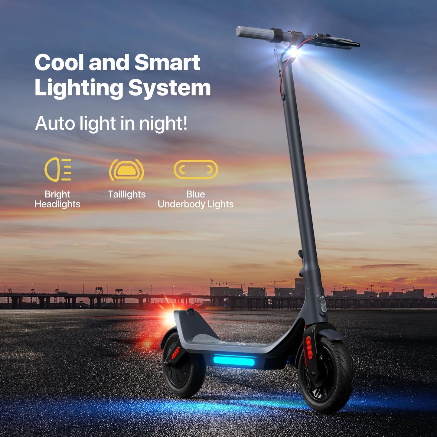 MEGAWHEELS Electric Scooter,Electric Scooter Adults Long Range 31 Miles,500W Motor,10in Pneumatic Tires,E Scooter with Smart APP Control for Commuting, Outdoor, Short Travel UL2272