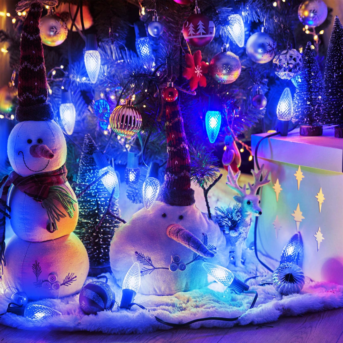 Minetom C9 LED Christmas Light Bulbs, Shatterproof, Dimmable, E17 Base, 25 Count, Blue