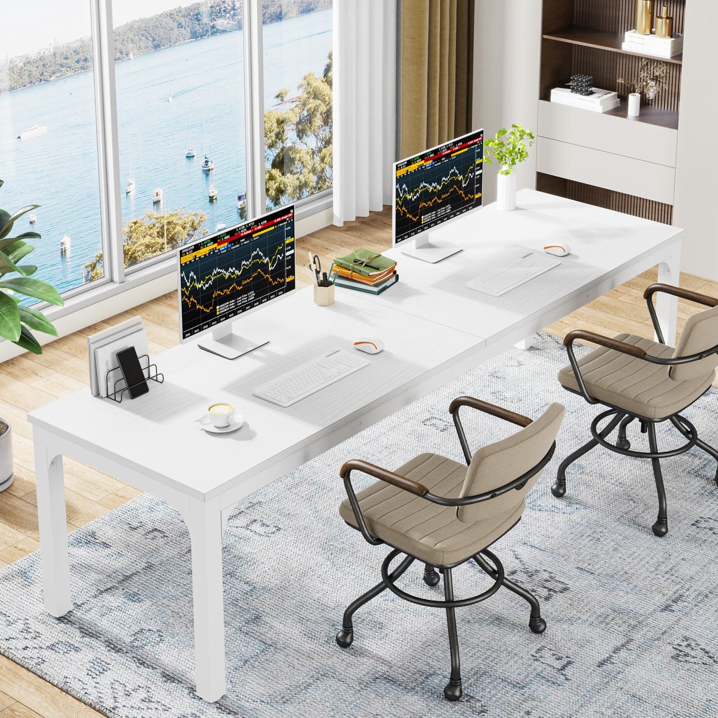 Tribesigns Conference Table, 78.7-Inch Rectangle Meeting Seminar Table, Large Business Office Conference Tables for 6-8 People (Only Table)