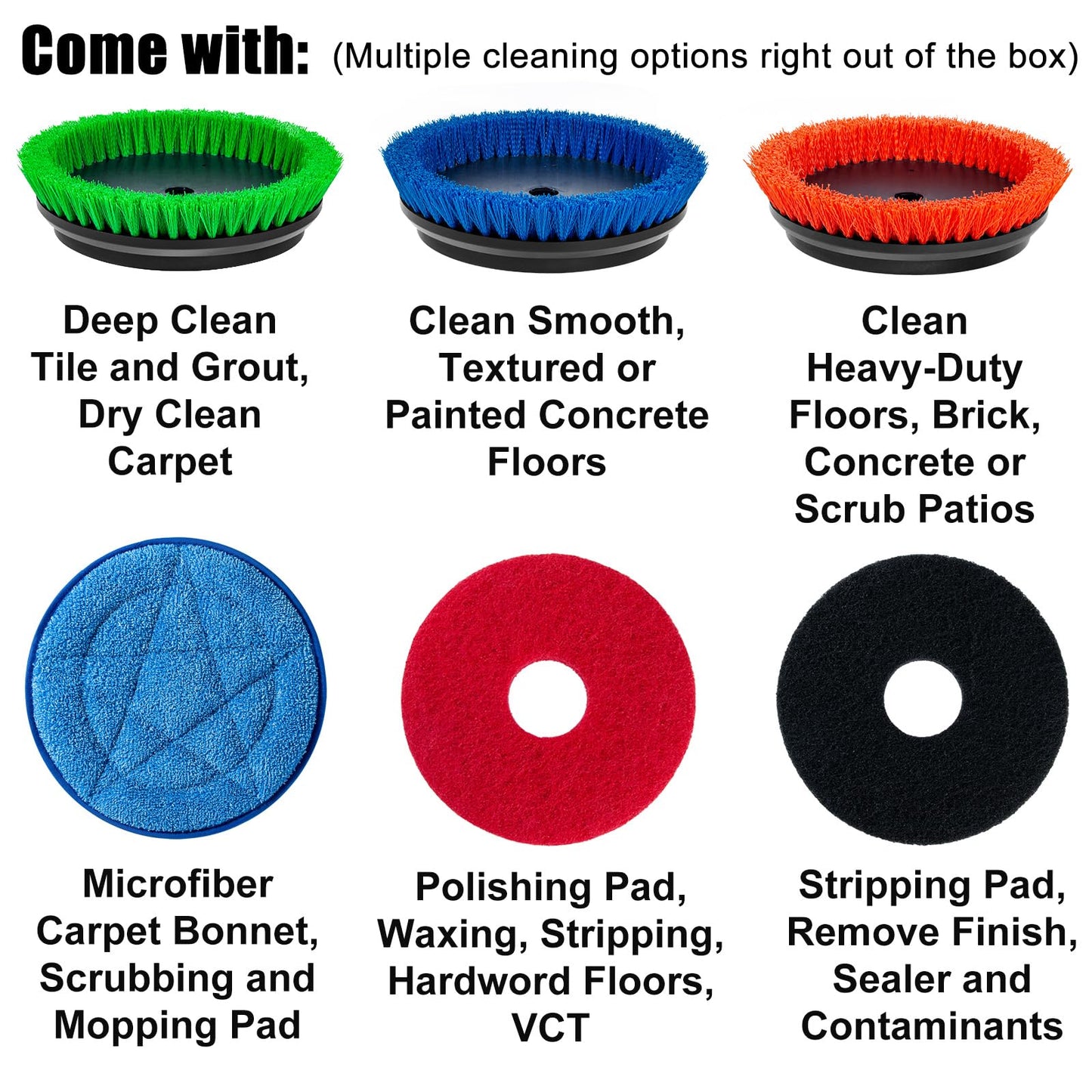 HHQ Commercial Floor Scrubber Machine, Heavy Duty Orbital Floor Cleaner, Multi-Functional Floor Buffer Polisher Machine- Deep Cleaning Tile and Grout, Hardwood Floors and Carpets with Ease, Orb-5