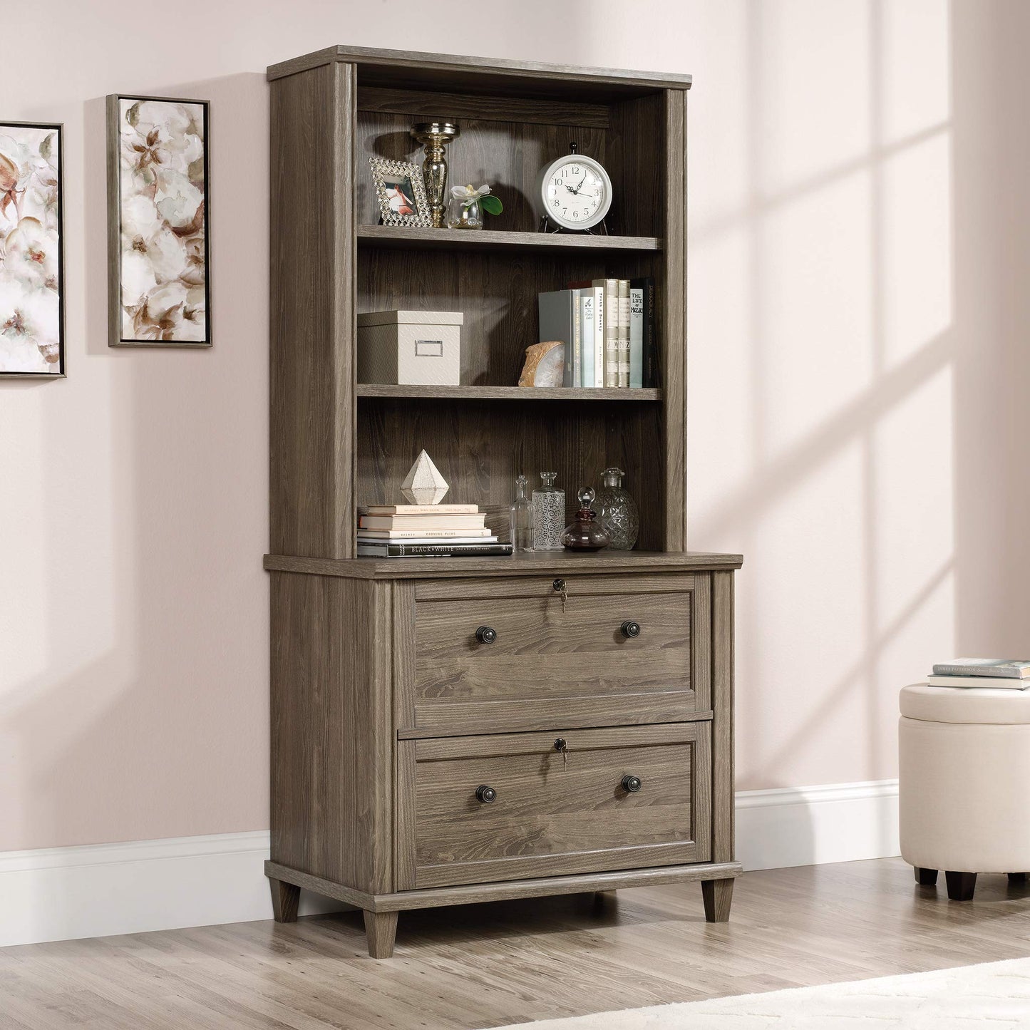 Sauder Hammond 2 Drawer Lateral File Cabinet for Home Office, Filing Cabinet with Lock, in Emery Oak