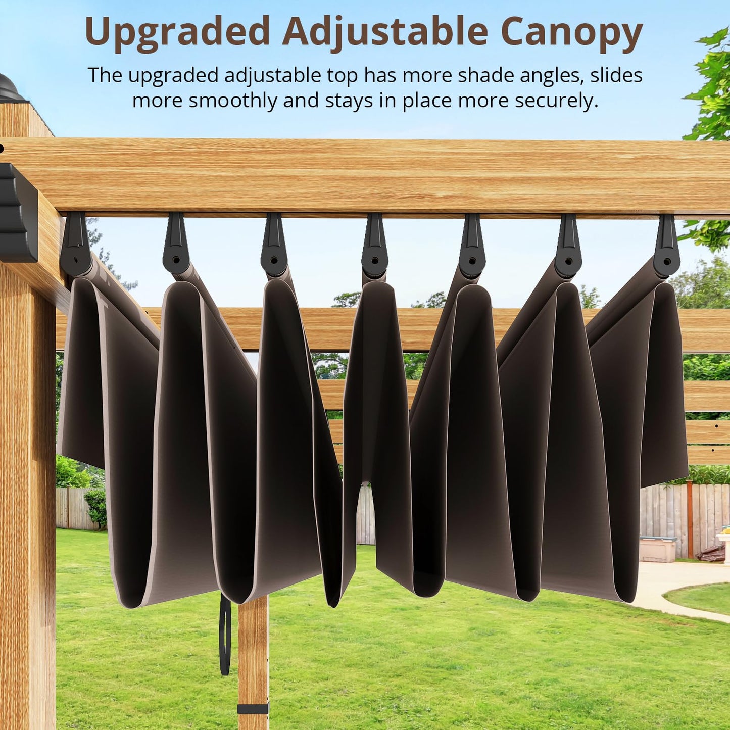 10x10 ft Aluminum Pergola with Adjustable Canopy, Outdoor Metal Pergola Shelter, Reinforced Rust-Resistant Frame, Waterproof Sunshade for Patio, Garden, Deck, Backyard, Khaki
