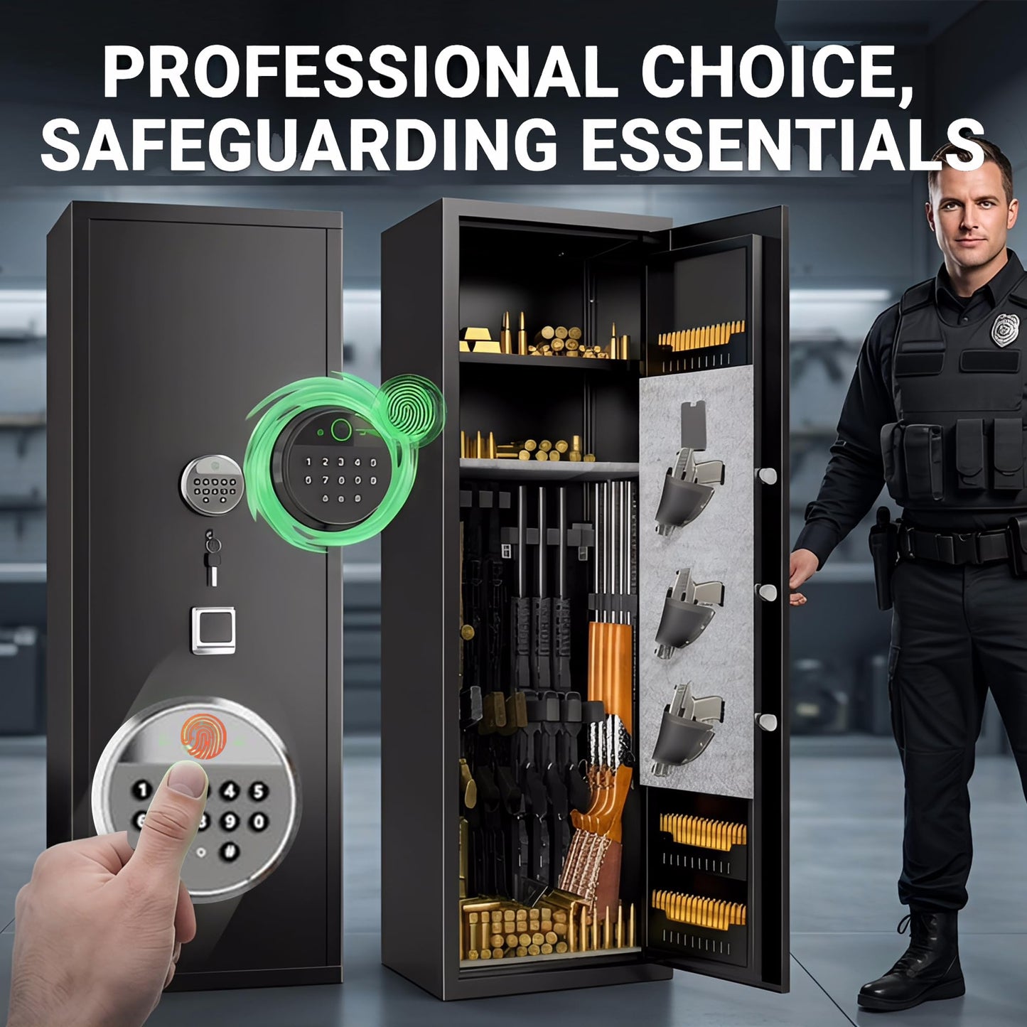 Gun Safe,Rifle Safe With Biometric Gun Safe,Heat-Resistant Heavy Duty Gun Safes,Large Safe No Assembly Required, Security Safe for Home with Adjustable Shelves,Black (51.97×11.81×11.02 inch)