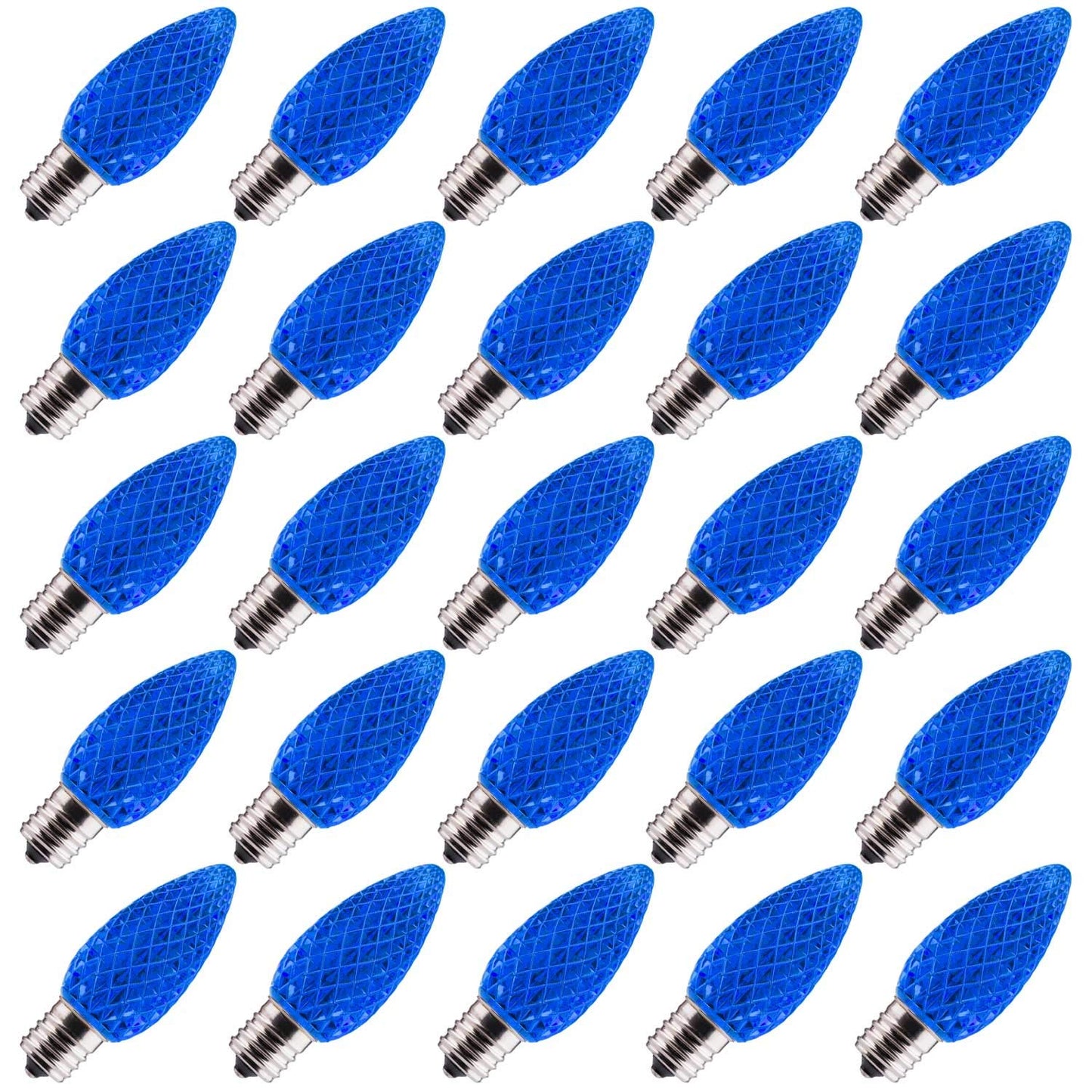 Minetom C9 LED Christmas Light Bulbs, Shatterproof, Dimmable, E17 Base, 25 Count, Blue