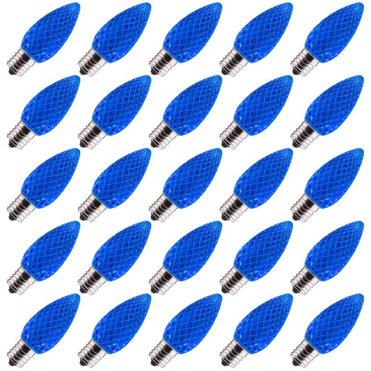 Minetom C9 LED Christmas Light Bulbs, Shatterproof, Dimmable, E17 Base, 25 Count, Blue