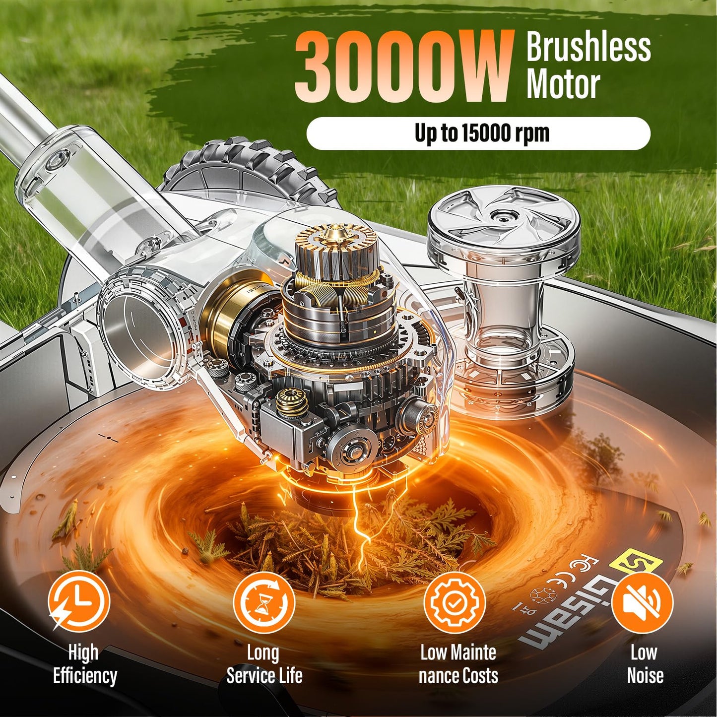 18.9" Cordless Lawn Mower, String Trimmer & Wheeled Edger 3-in-1 Combo, Brushless 2 * 4.0Ah Batteries, 3 Blades, Adjustable Height & Angle Electric Weed Eater and Lawnmower