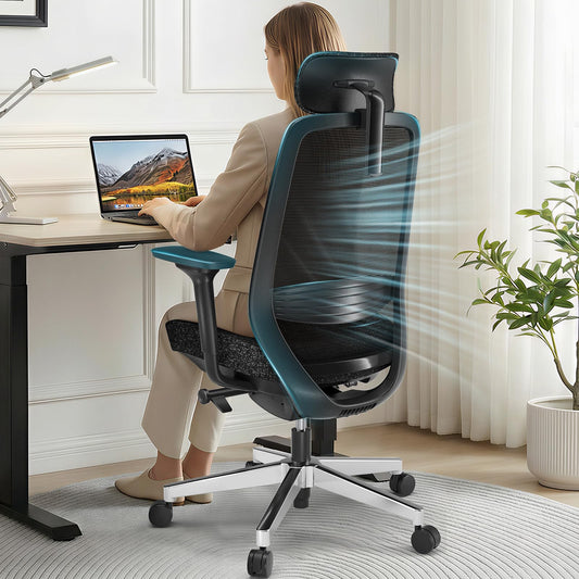 ErgoSift M2 Office Chair Ergonomic Desk Chair High-Back Mesh Desk Chair with Adjustable Lumbar Support and Headrest 4D Armrests for Long Hours Sitting Black