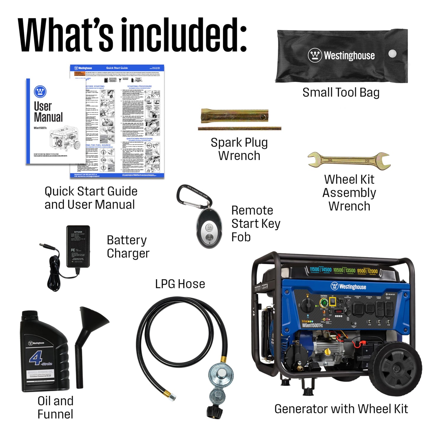 Westinghouse 14500 Peak Watt Tri-Fuel Home Backup Portable Generator, Remote Electric Start, Transfer Switch Ready, Gas, Propane, and Natural Gas Powered