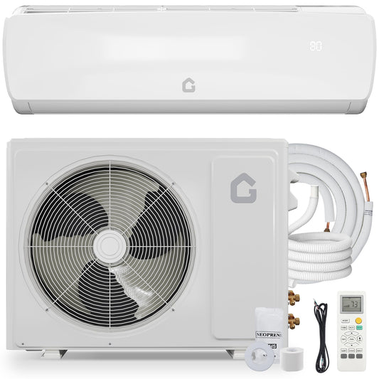 19 SEER2 Ultra-Quiet Mini Split AC | 9000 BTU 3-in-1 Cooling/Heating/Dehumidifier | 115V Inverter Heat Pump | 42dB Whisper Operation | 10ft Line Set | White Modern Design