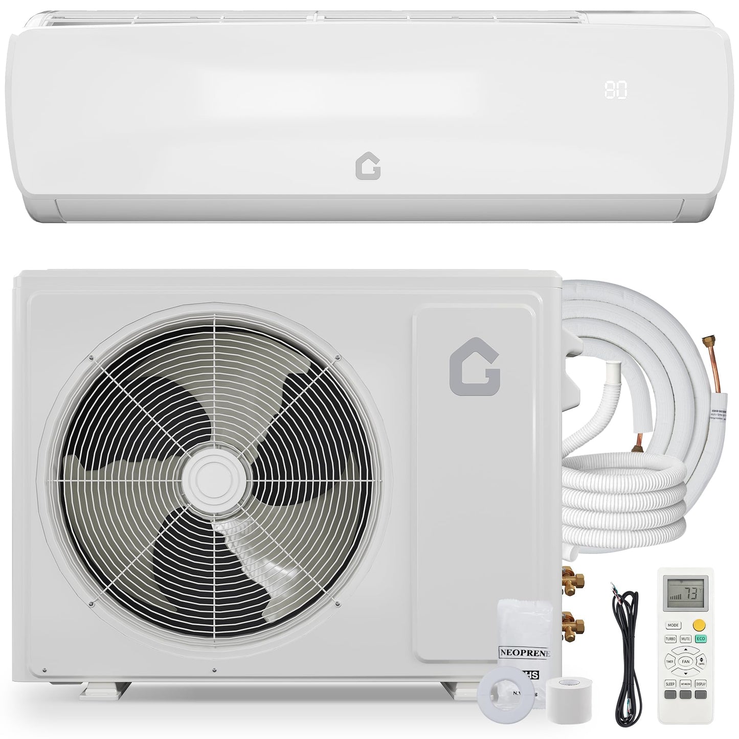 19 SEER2 9000 BTU Mini Split Air Conditioner, 3-in-1 Inverter Heat Pump 115V R32 Refrigerant, Cooling Heating Dehumidifier, Ultra Quiet 23dB, 10ft Pre-Charged Line Set, Suit for Rooms Up to 450 Sq.Ft
