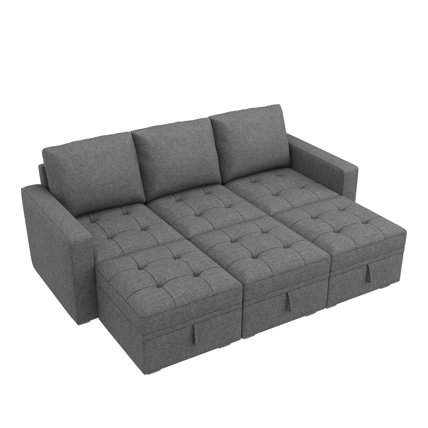 HONBAY Modular Sectional Couch Sleeper Sofa Bed with Storage Seats Oversized Sectional Couches for Living Room,Grey