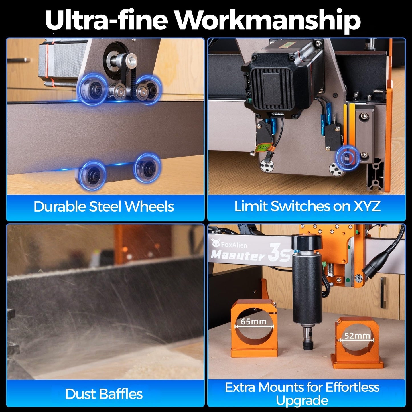 FoxAlien Masuter 3S CNC Router Machine with NEMA 23 Closed-Loop Stepper Motor, 400W Spindle 3 Axis Engraving Milling Machine for Wood Acrylic Aluminum Carving Cutting