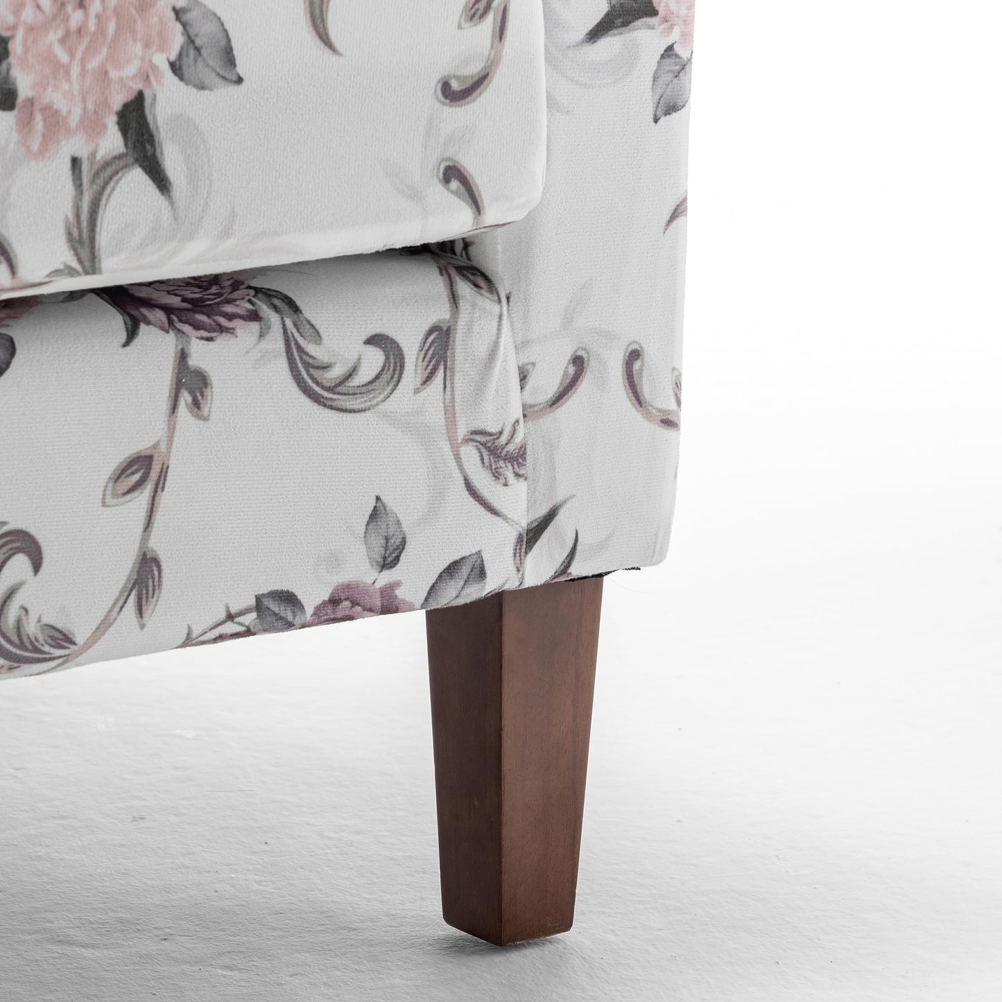 Container Furniture Direct Contemporary Accent Arm Chair with Birch Wood Frame and Velvet Upholstery, Armchair for Office and Living Room Decor, Removable Cushions, 06 Printed Fabric