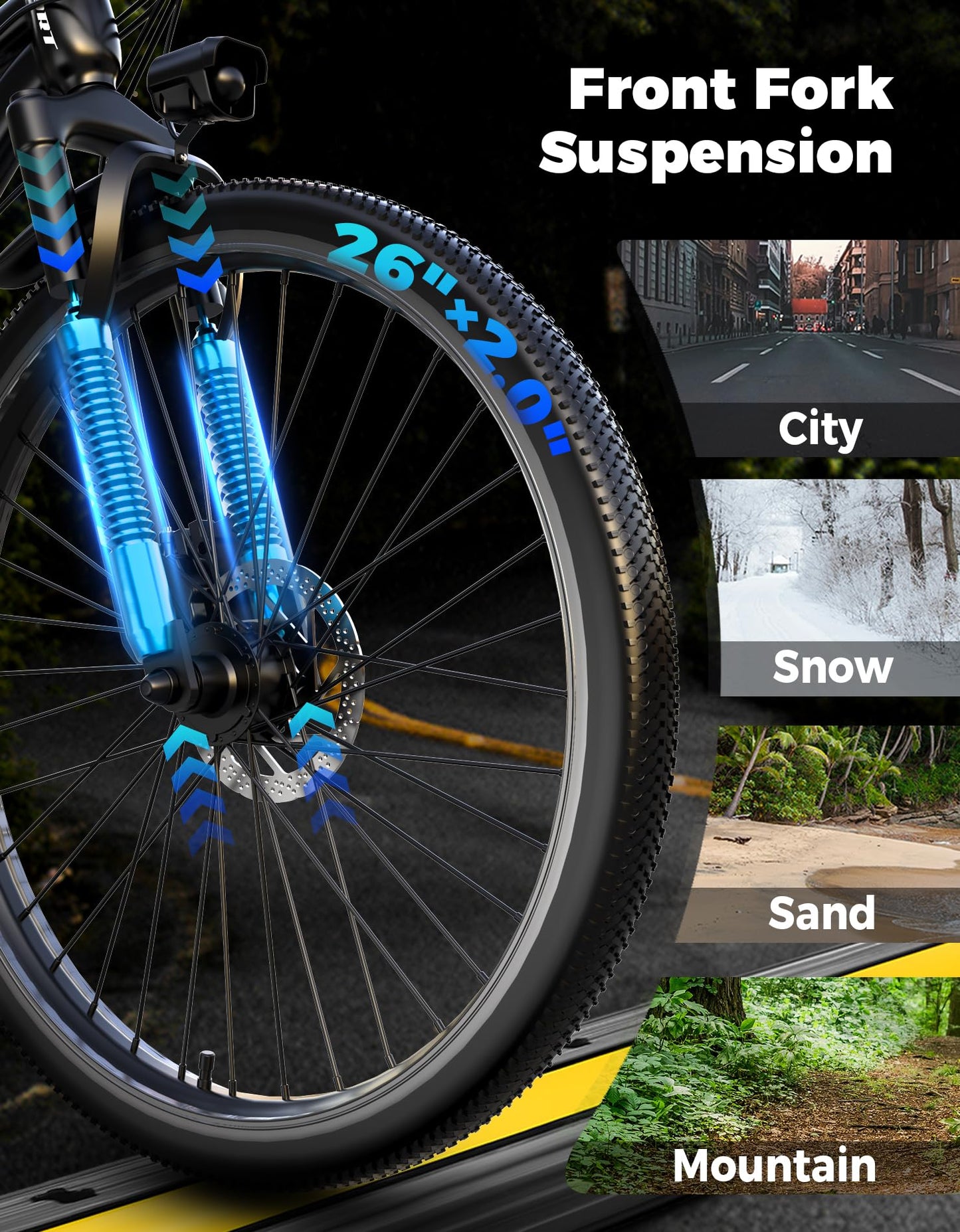 ASKGO Electric Bike for Adults, 1500W Peak Mountain Ebike with 25 MPH, 65 Miles Range, 48V 10.4Ah Removable Battery Ebike, 26" Electric Bicycle for Commute