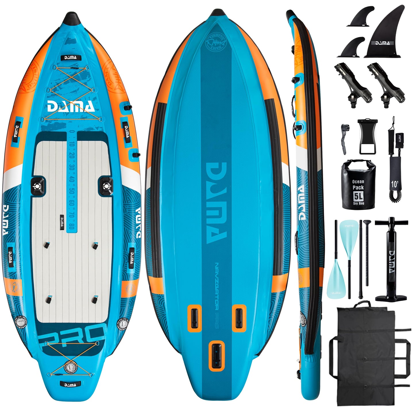 DAMA Triple Chamber Inflatable Stand Up Paddle Board 10'8"*47", Extra Wide Paddle Boards for Adults, Fishing Paddle Board SUP with 3 Removable Fins, 2 Fishing Rod Holders, Kayak Paddle