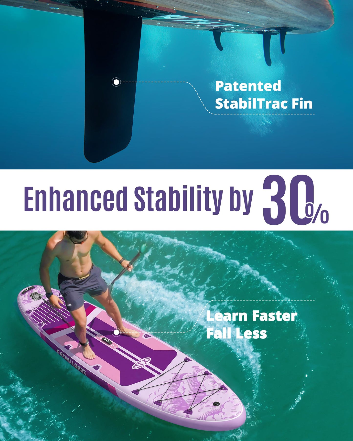ZLX 11'6"x35" Ultra Wide Inflatable Stand Up Paddle Board | Stable Non-Slip Deck Pad, Unique Fin System, Premium SUP Accessories & Backpack - Upgraded Pump for Adults, All Skill Levels