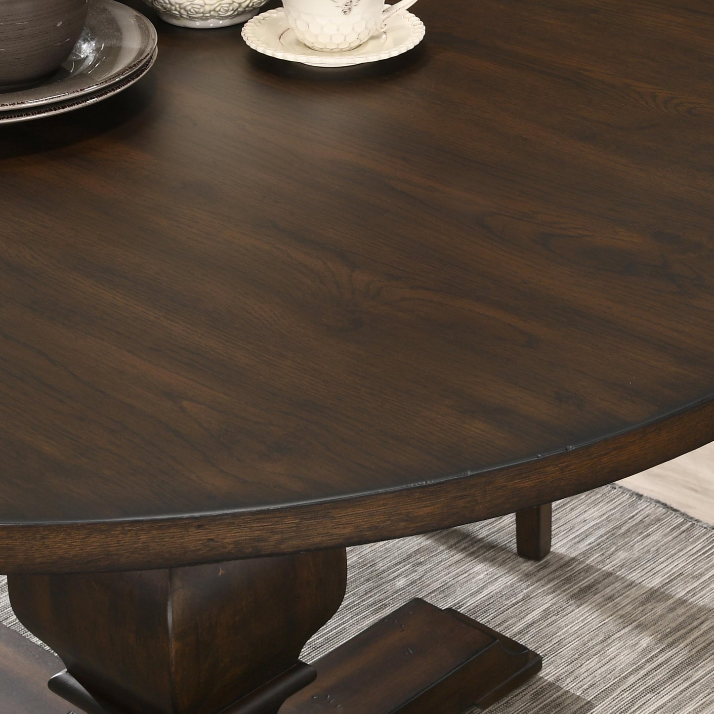 Roundhill Furniture Havre Pedestal Base Round Dining Table, Espresso