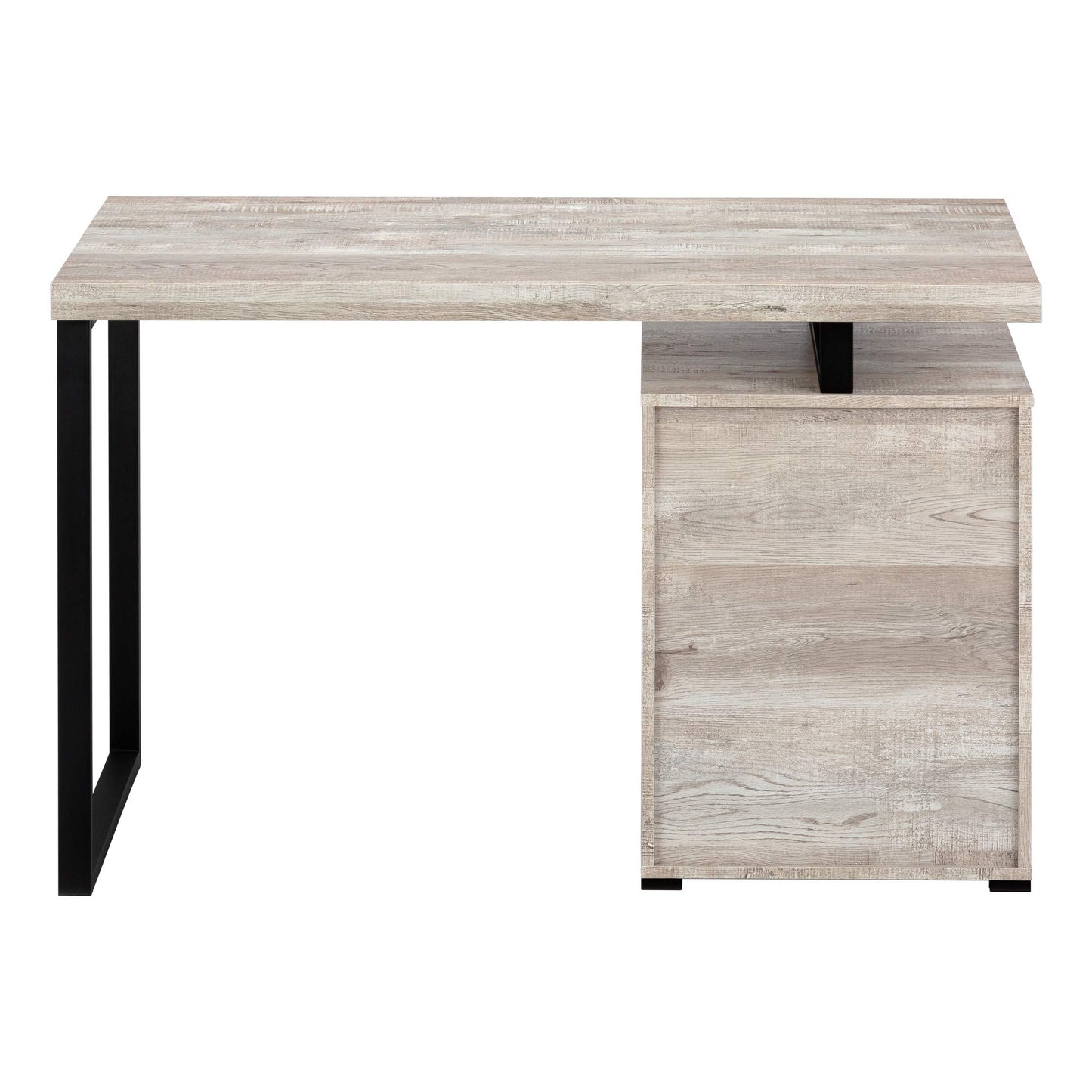Monarch Specialties Computer Desk with File Cabinet - Left or Right Set- Up - 48"L (Taupe Reclaimed Wood Look),