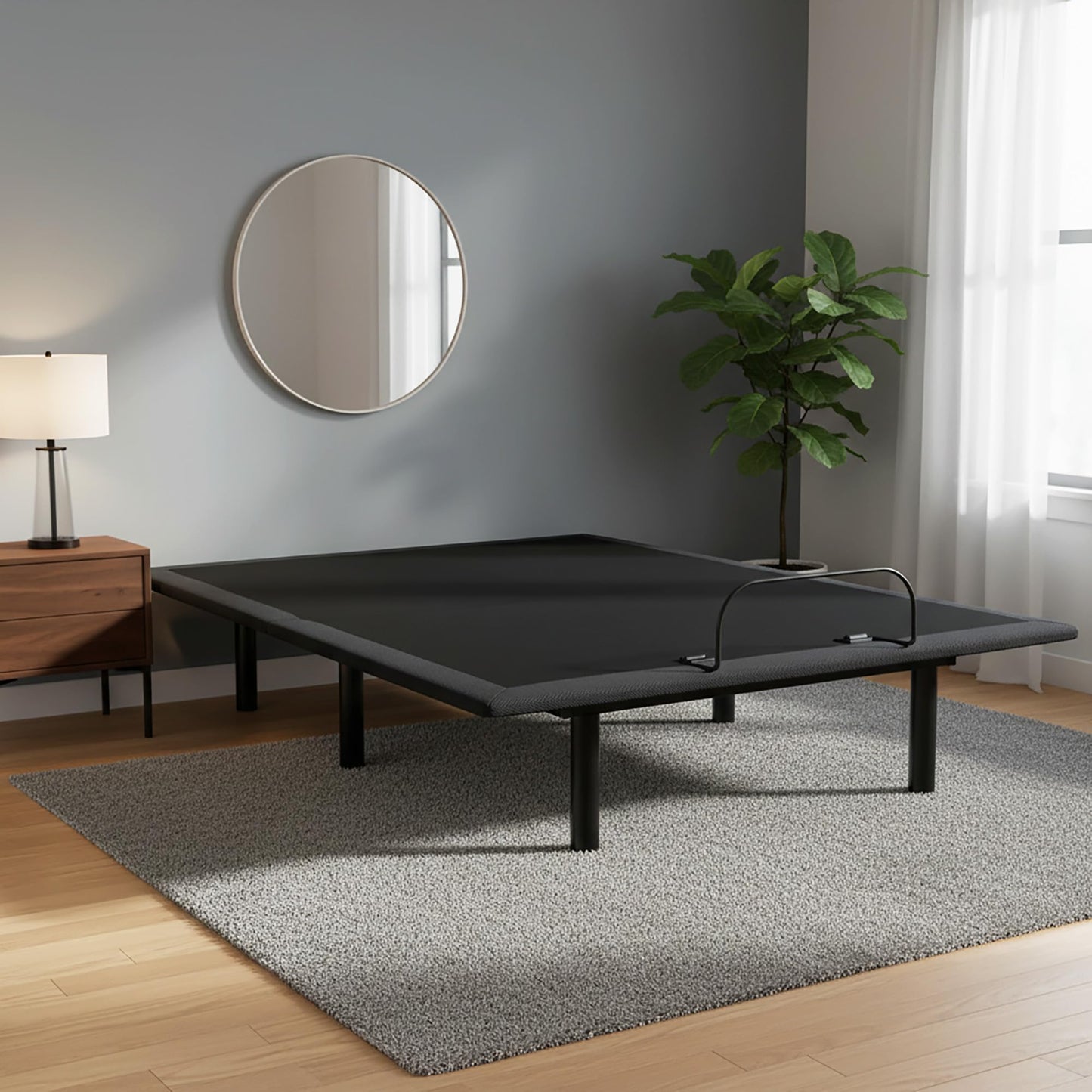 Signature Design by Ashley Head Up Only Foundation Traditional Adjustable Upholstered Head Base with Remote Control and USB Port, Queen, Black