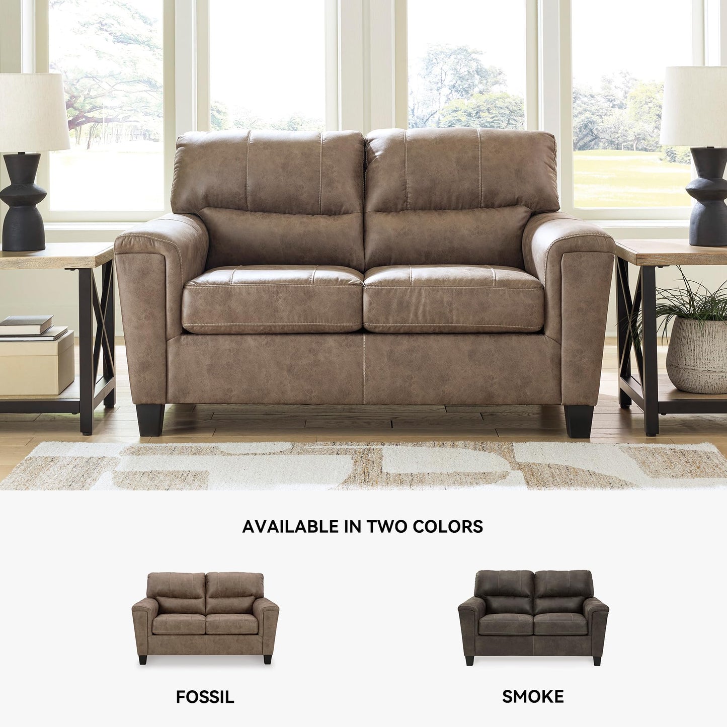 Signature Design by Ashley Navi Modern Loveseat with Removable Cushions, Dark Brown