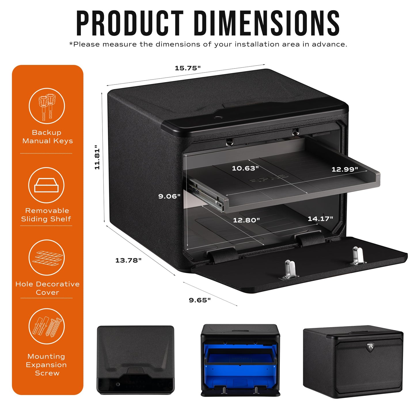 RPNB Smart Home Safe, Touchscreen Biometric Safe, High Capacity Dual-Layer Jewelry Safes with Biometric Fingerprint, Temperature Humidity Monitor, Pop Open Lid, Kube Knight Series